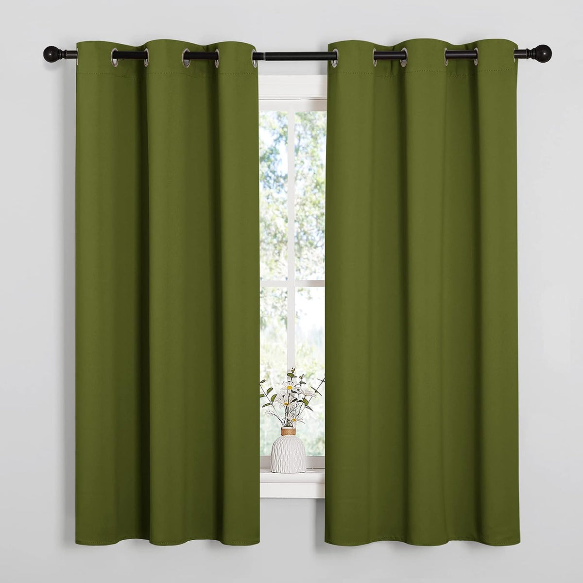 54"L x 34"W polyester curtains in Olive