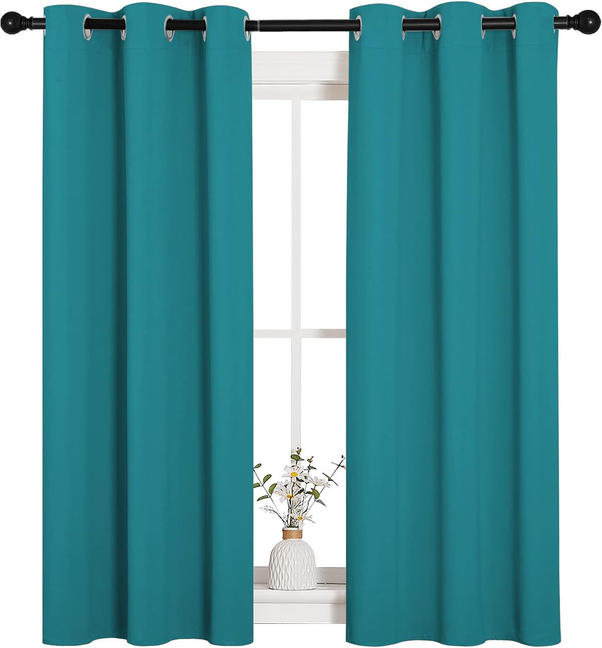 54"L x 34"W polyester curtains in Peacock Teal, alternate view 2