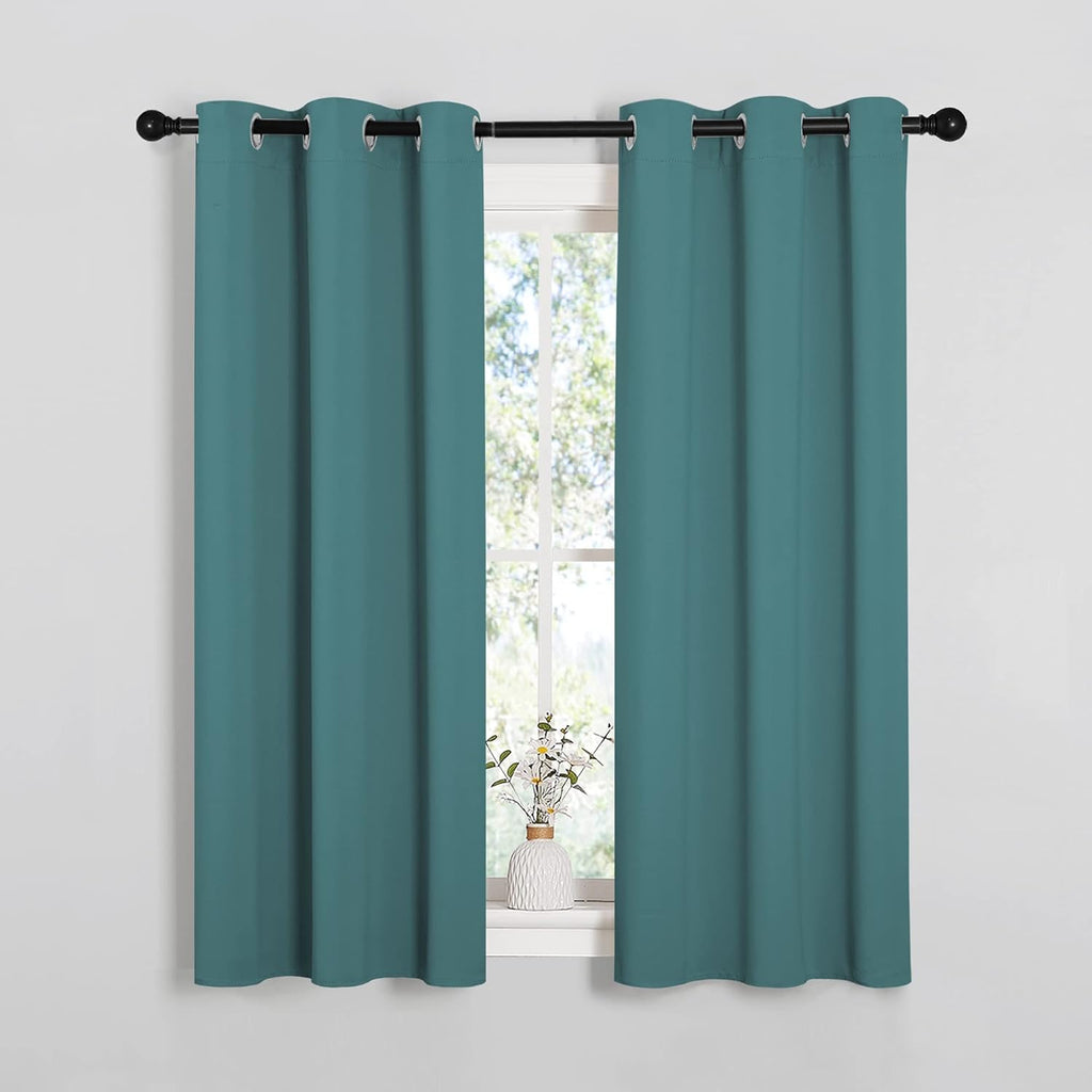 54"L x 34"W polyester curtains in Sea Teal