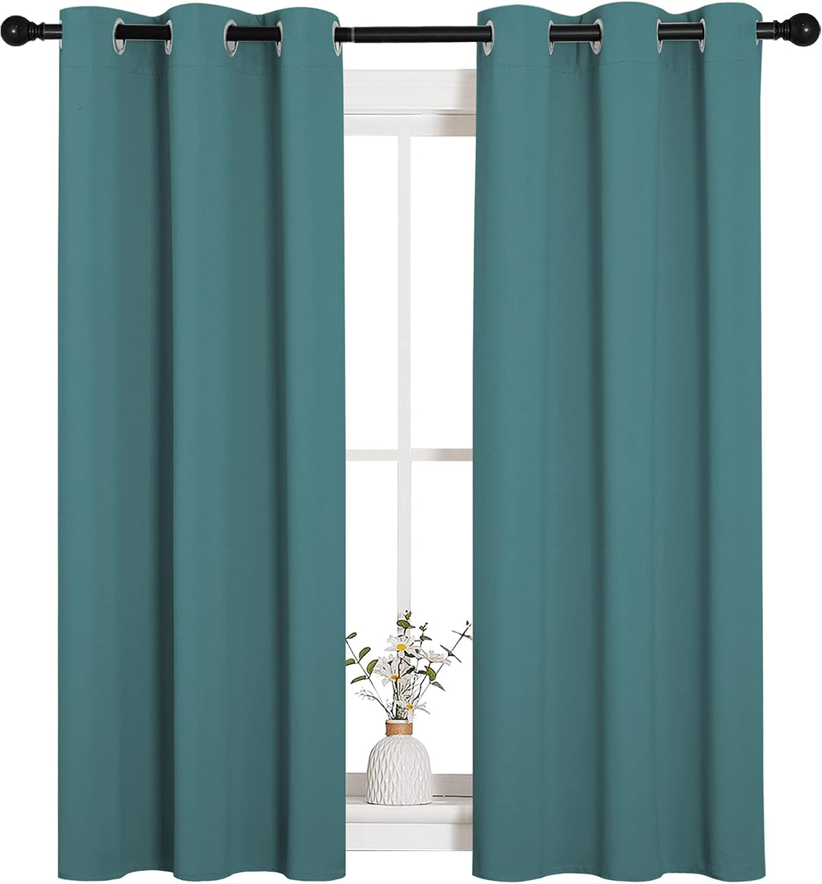 54"L x 34"W polyester curtains in Sea Teal, alternate view 2