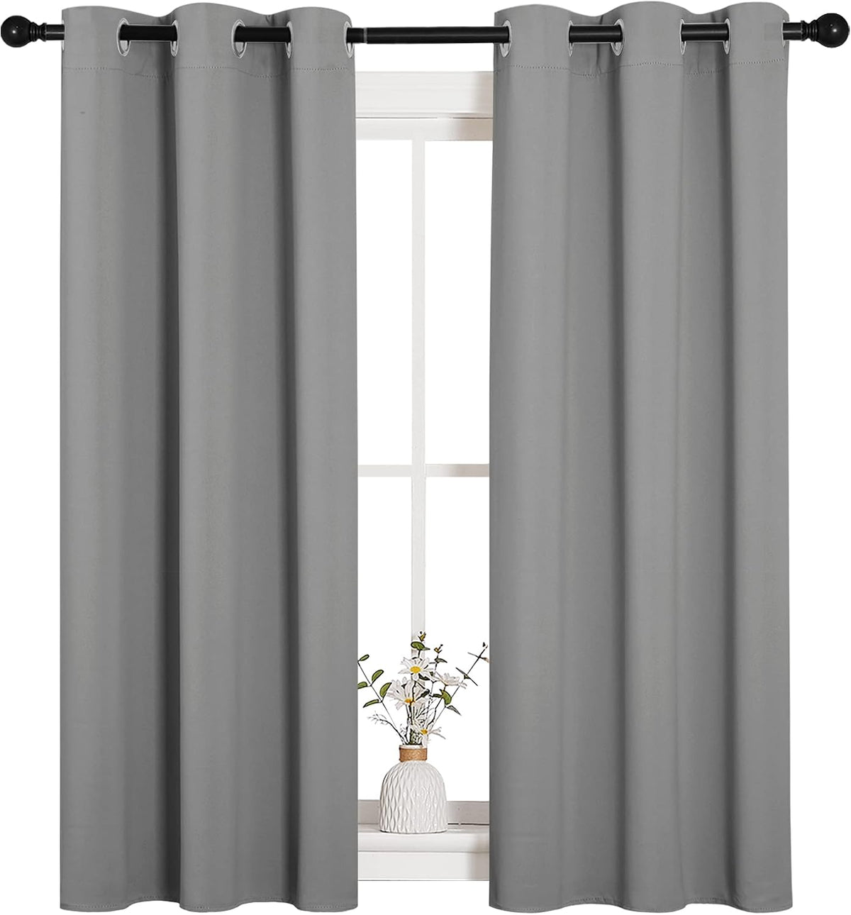 54"L x 34"W polyester curtains in Silver Grey, alternate view 2