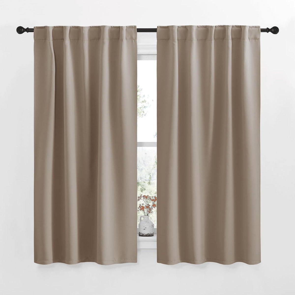 54"L x 34"W polyester curtains in Taupe