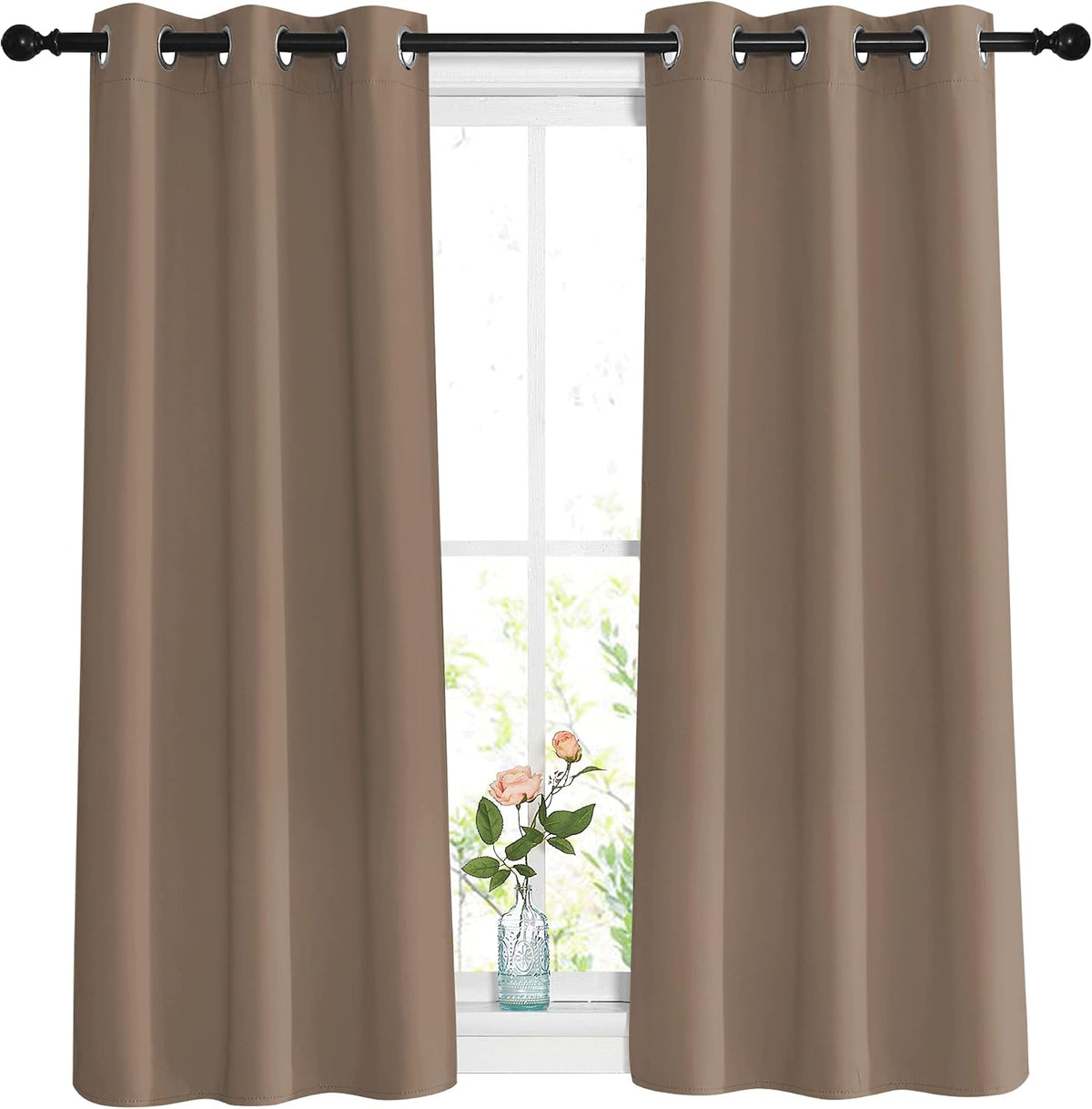 54"L x 37"W fabric curtains in Cappuccino
