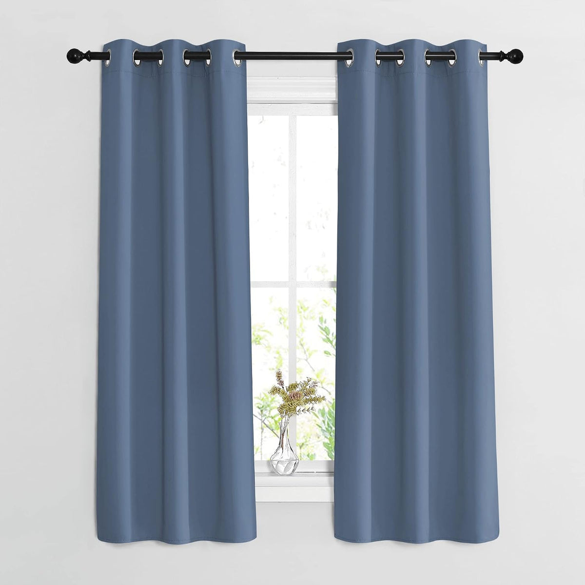 54"L x 37"W fabric curtains in Stone Blue