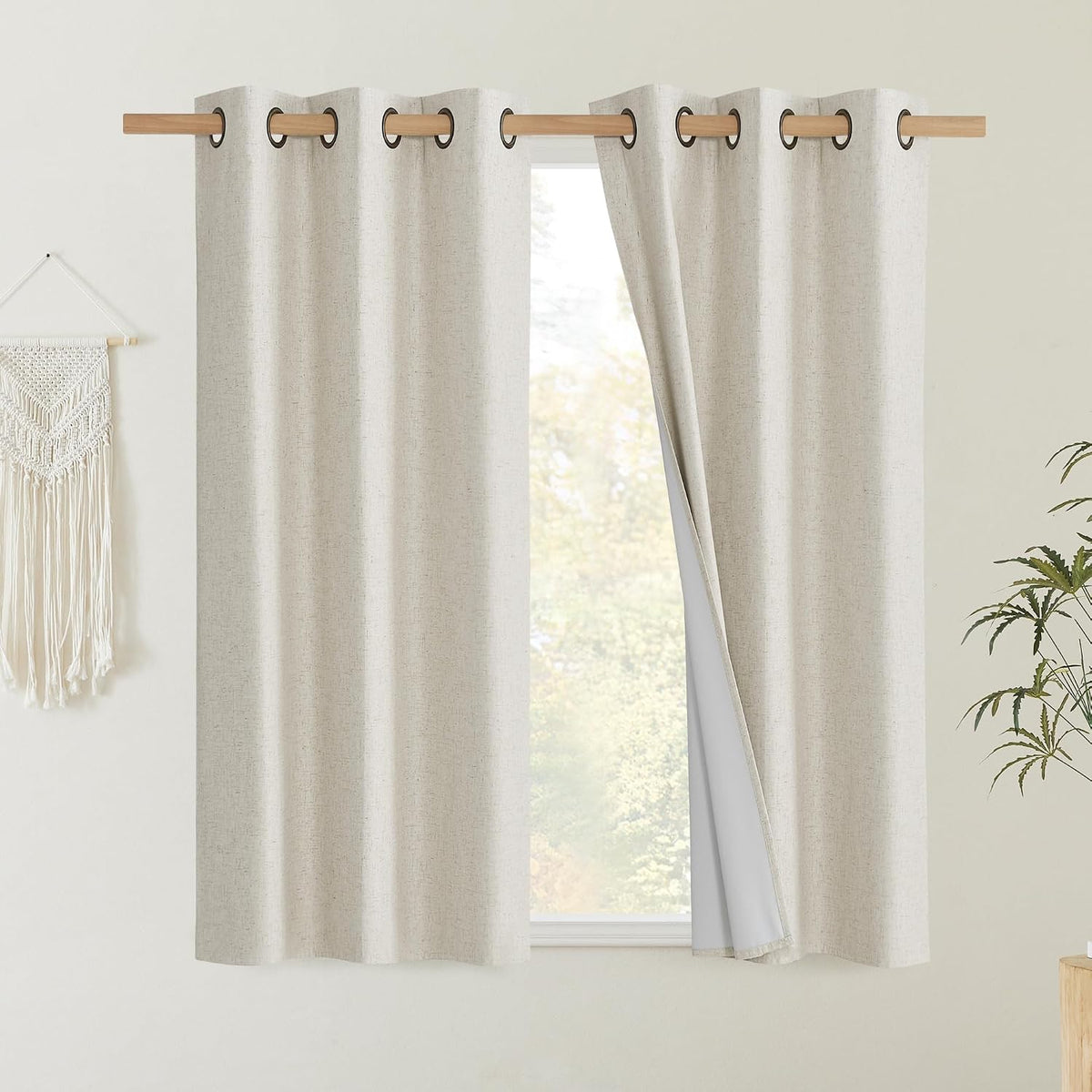 54"L x 42"W linen curtains in Natural, alternate view 2