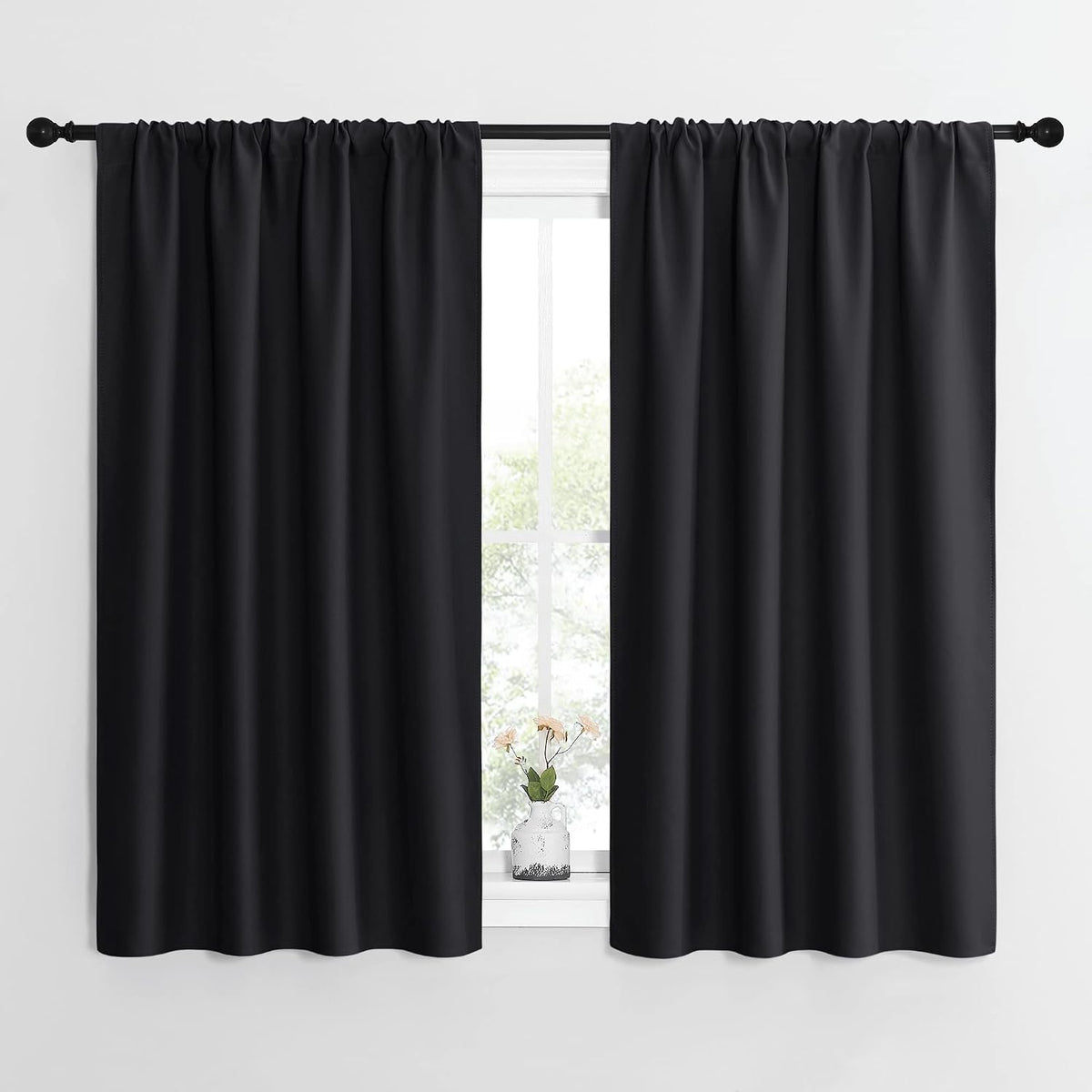 54"L x 42"W polyester curtains in Black