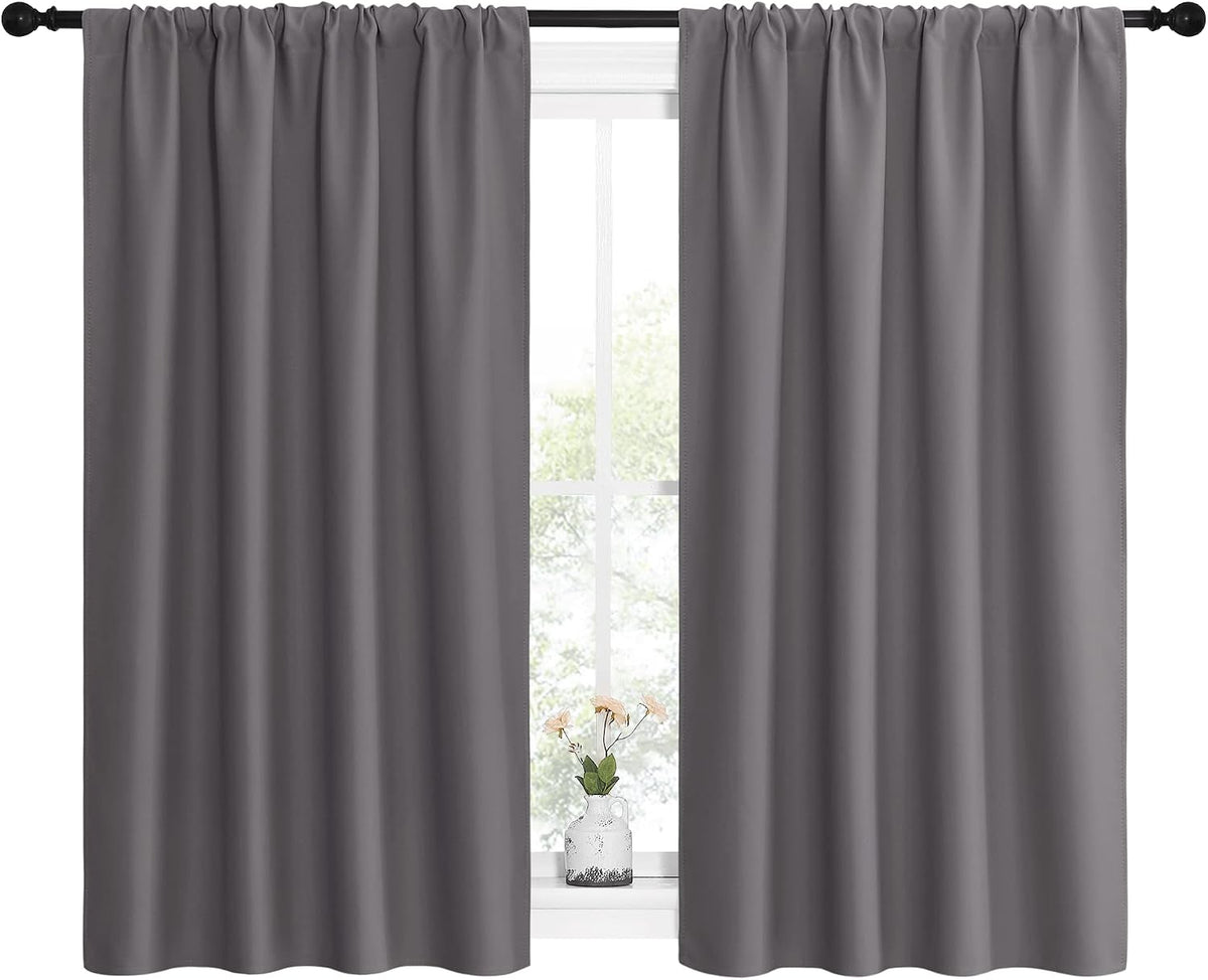 54"L x 42"W polyester curtains in Grey, alternate view 2
