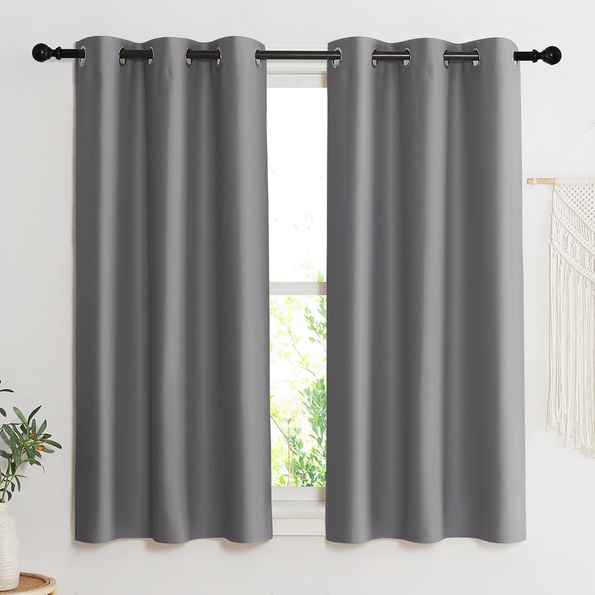 54"L x 42"W polyester curtains in Grey, alternate view 2