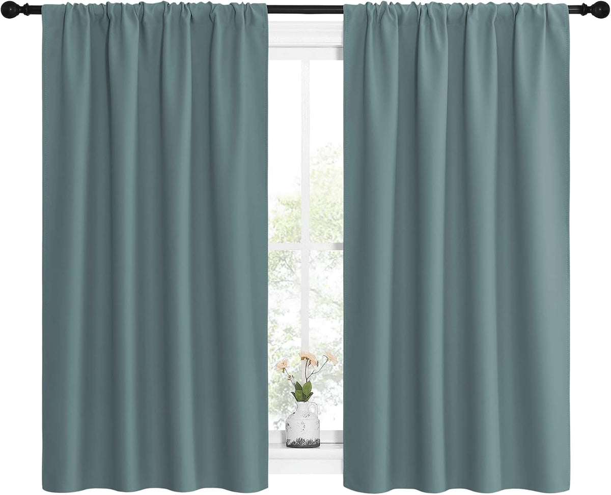 54"L x 42"W polyester curtains in Greyish Blue, alternate view 2