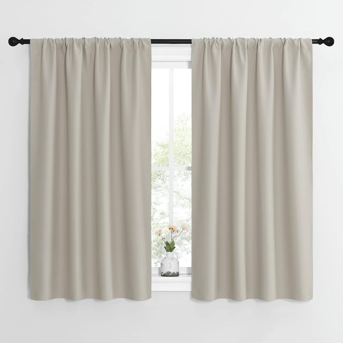 54"L x 42"W polyester curtains in Natural