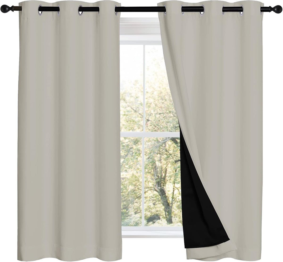 54"L x 42"W polyester curtains in Natural, alternate view 2