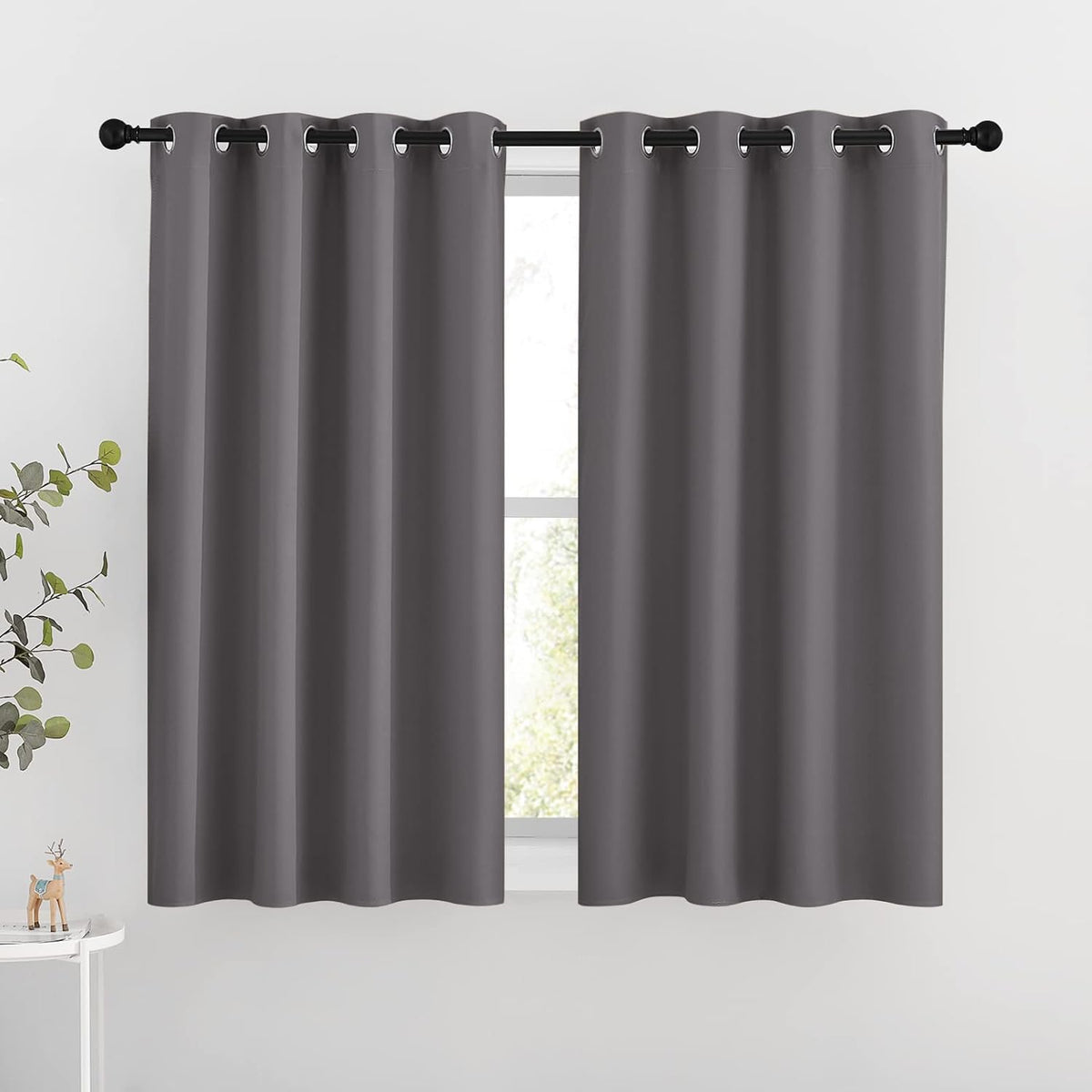 54"L x 46"W fabric curtains in Grey