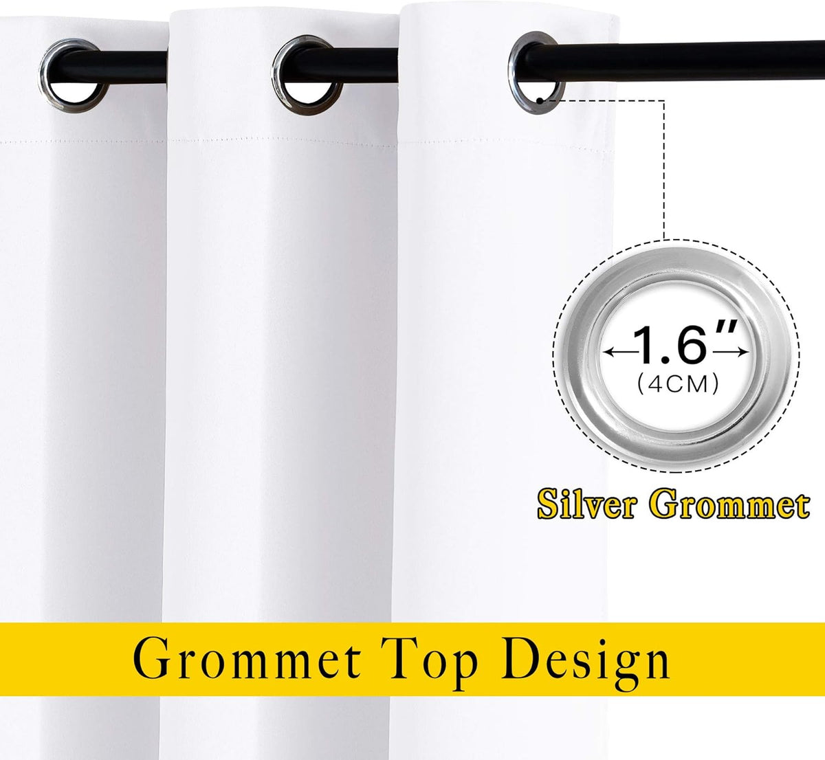 54"L x 46"W fabric curtains in Pure White, alternate view 2
