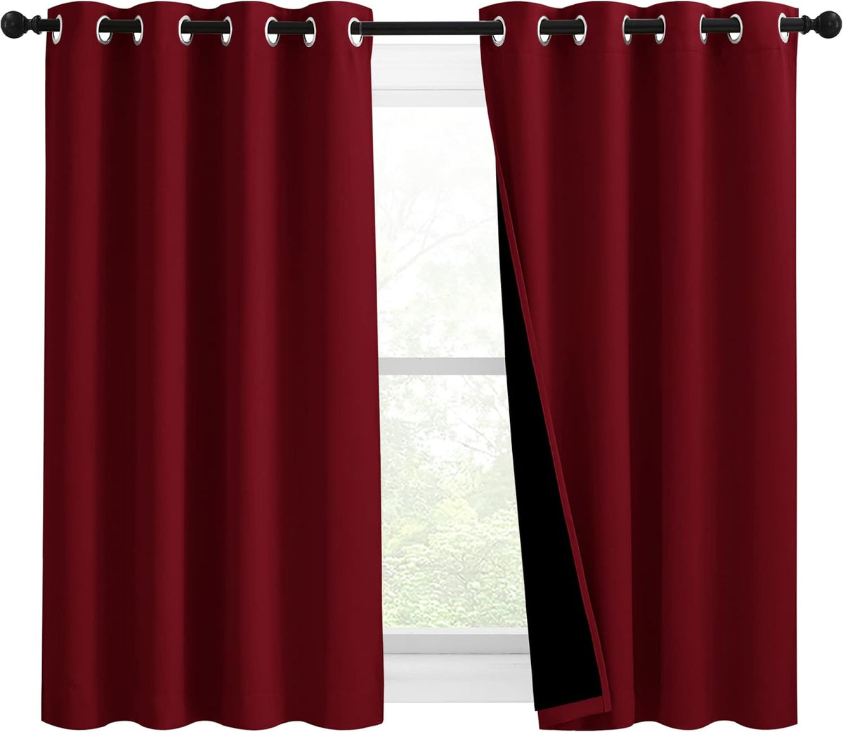 54"L x 46"W polyester curtains in Burgundy Red