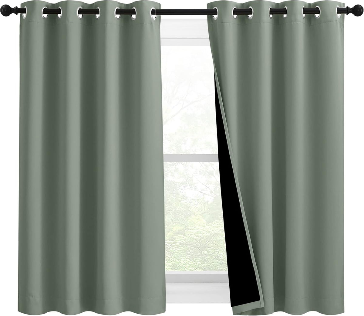 54"L x 46"W polyester curtains in Greyish Green