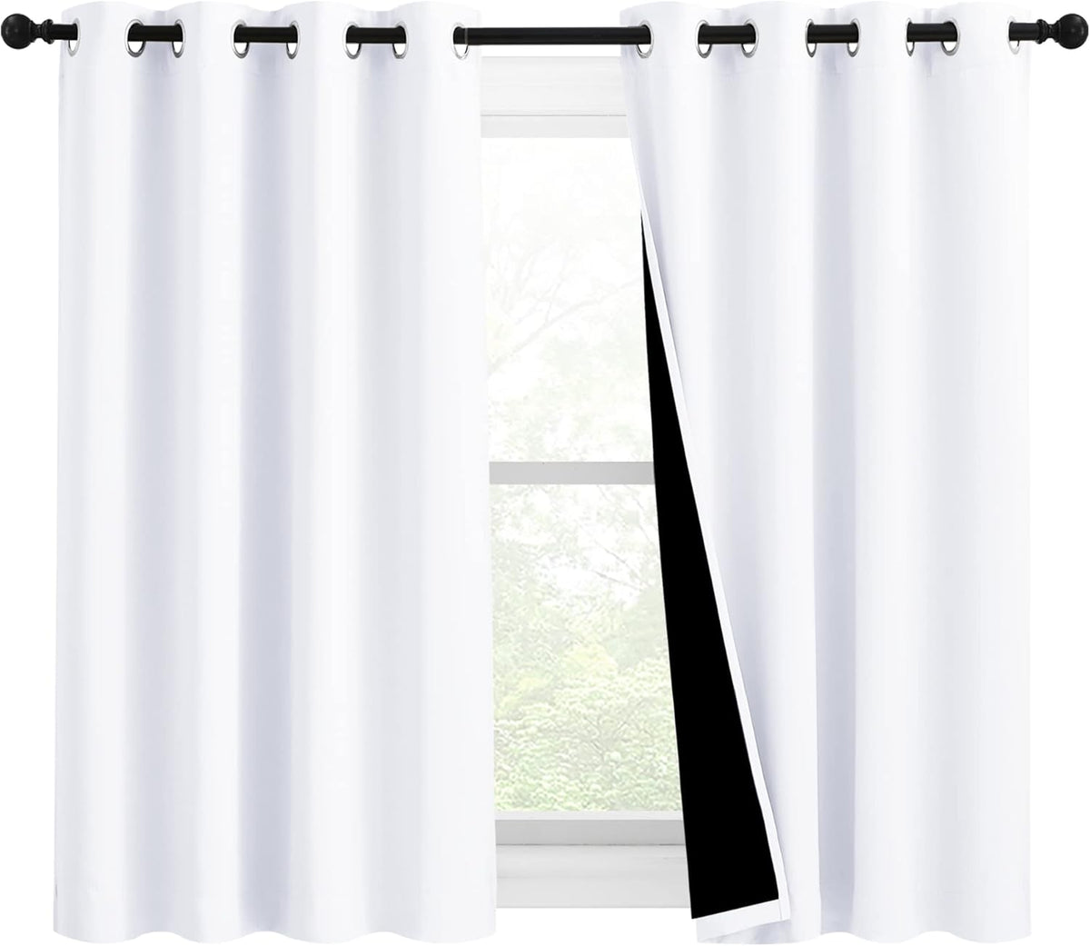 54"L x 46"W polyester curtains in Pure White