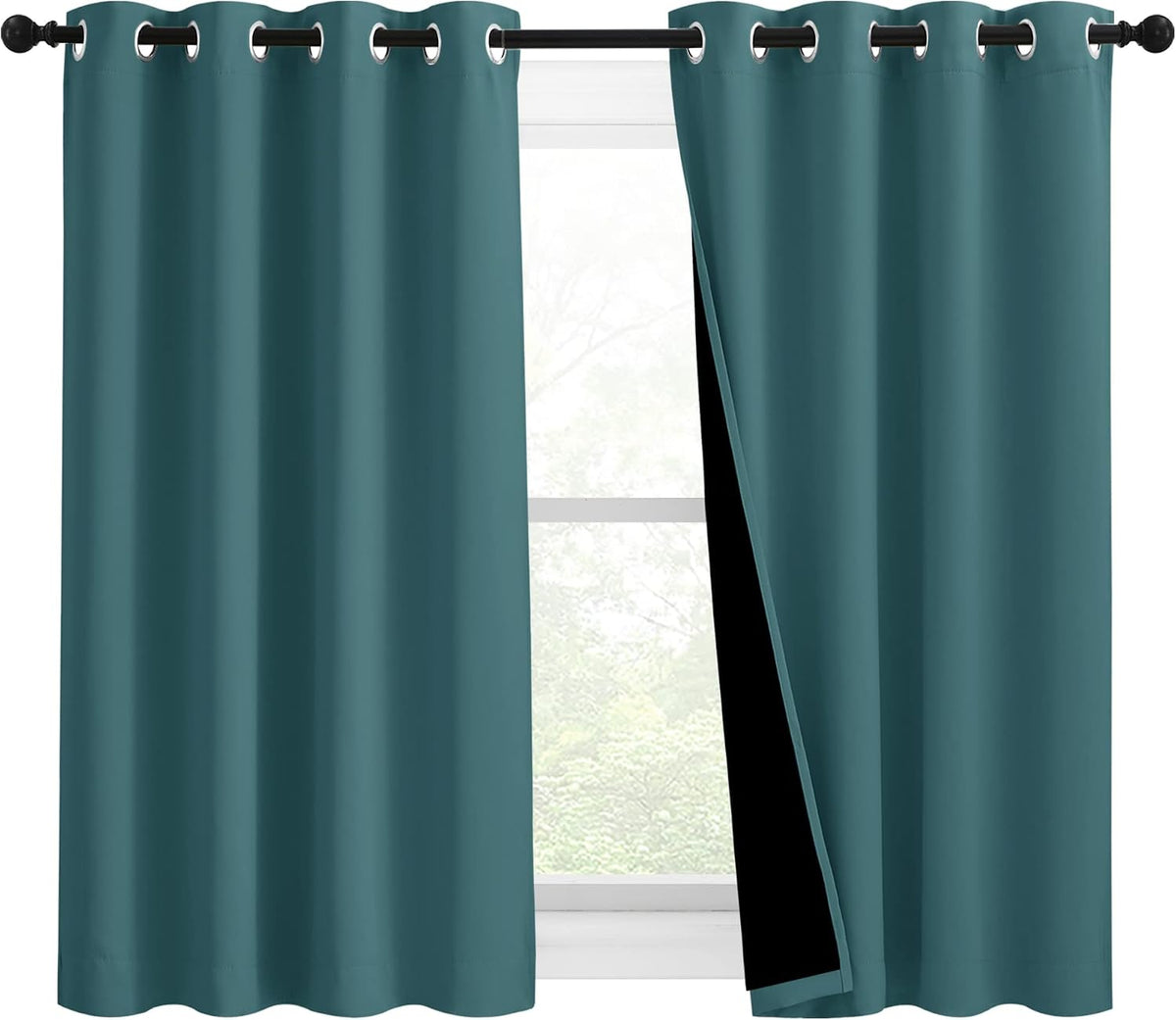 54"L x 46"W polyester curtains in Sea Teal