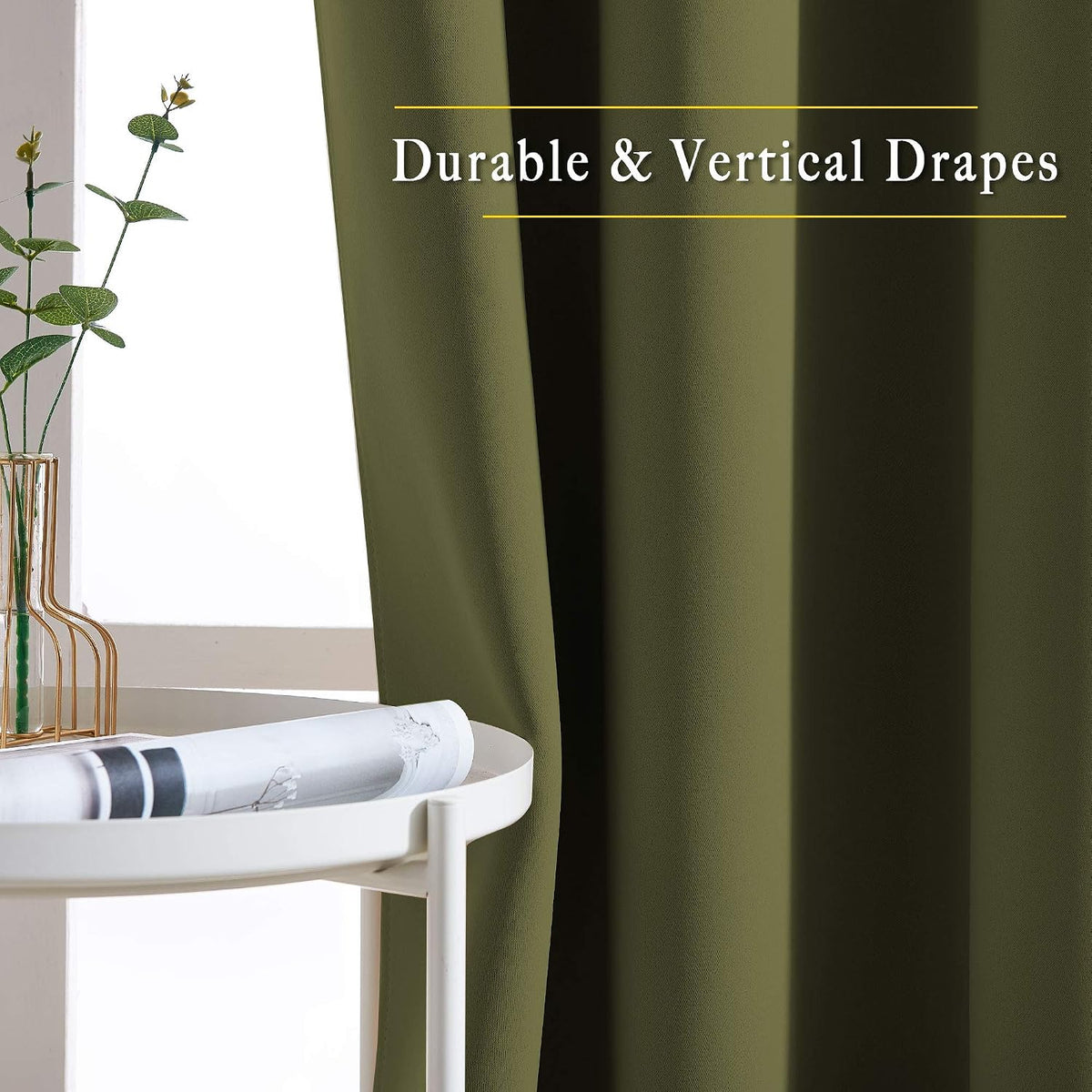 54"L x 52"W fabric curtains in Olive, alternate view 3