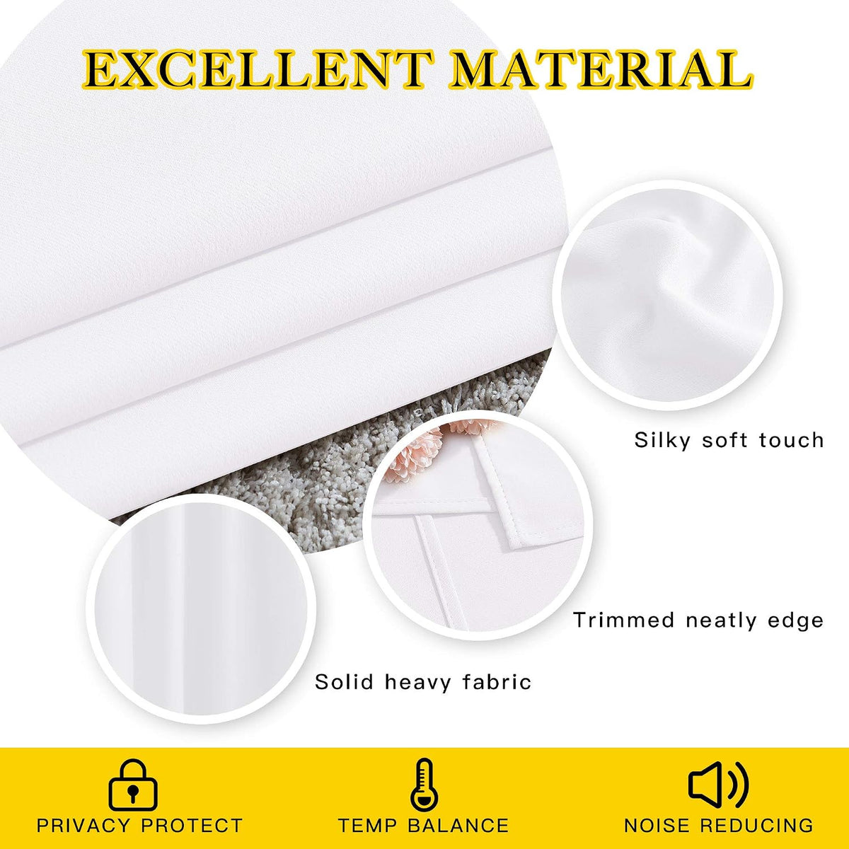 54"L x 52"W fabric curtains in Pure White, alternate view 4