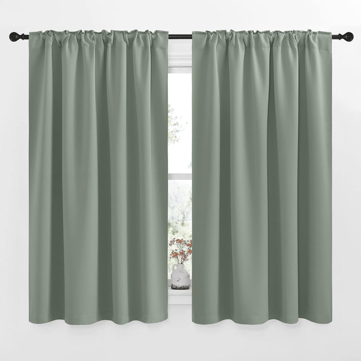 54"L x 52"W polyester curtains in Greyish Green, alternate view 2