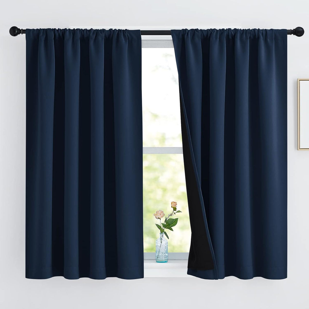 54"L x 52"W polyester curtains in Navy