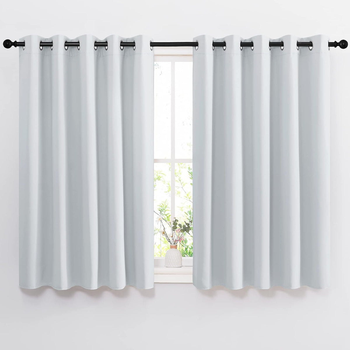54"L x 66"W fabric curtains in Greyish White