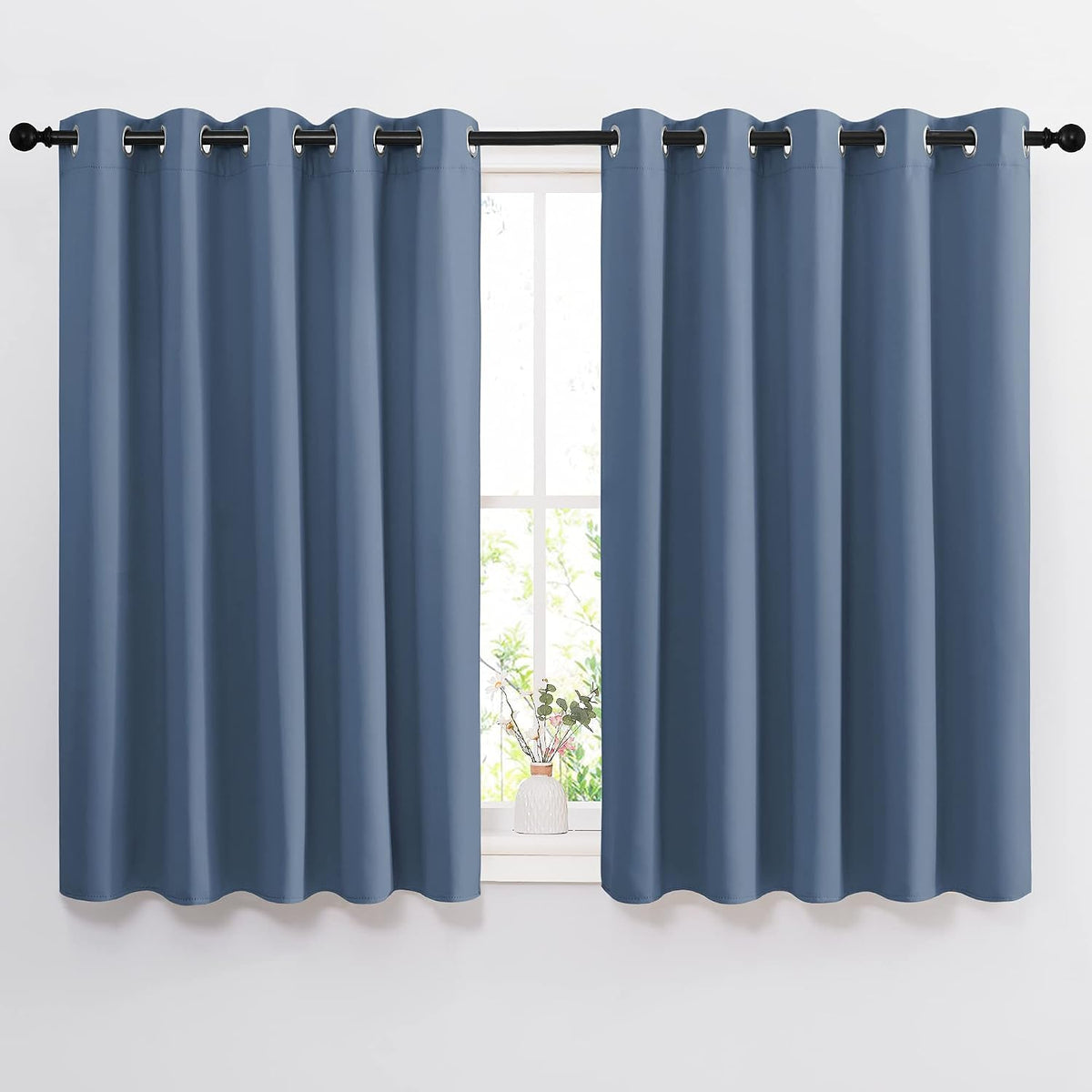 54"L x 66"W fabric curtains in Stone Blue
