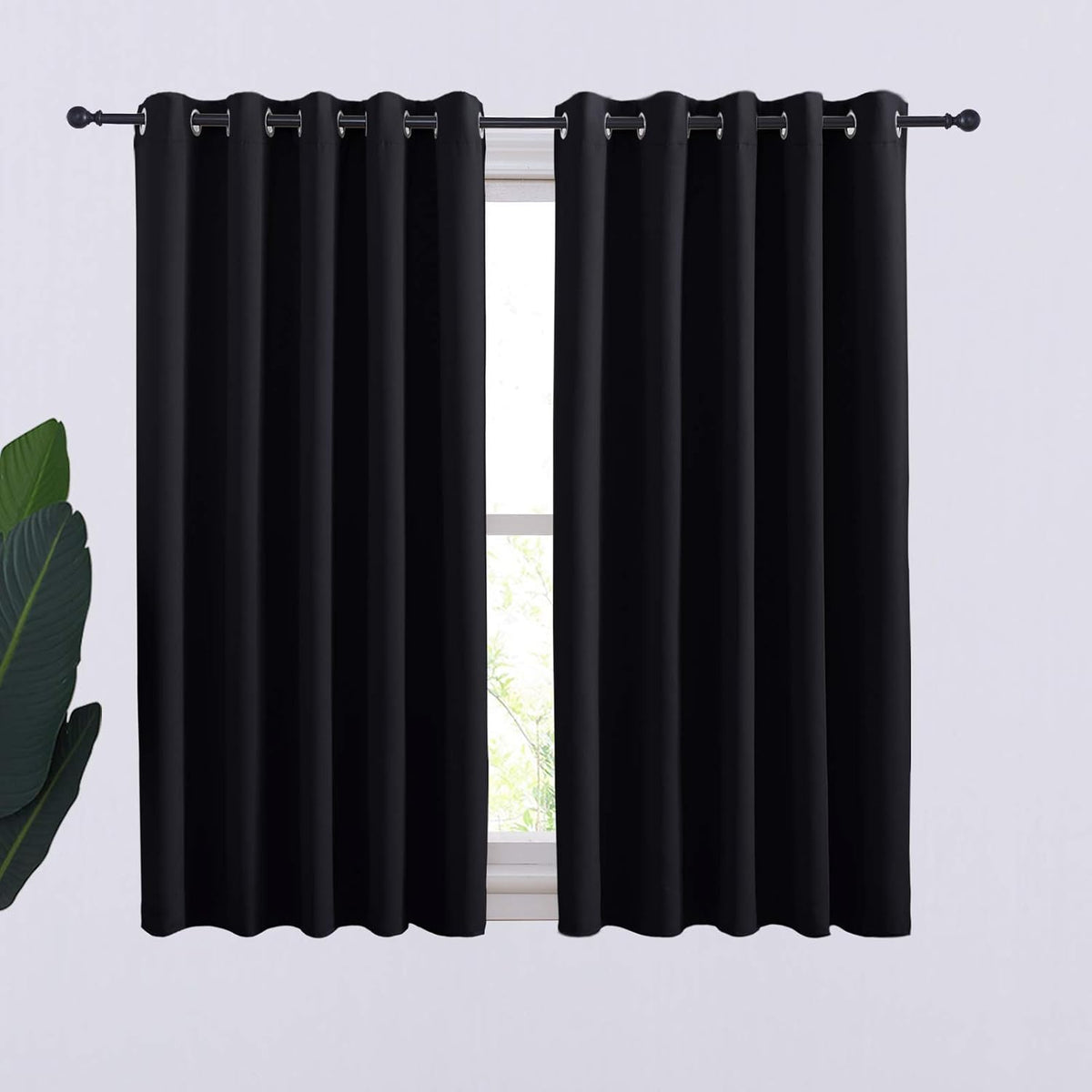 54"L x 70"W polyester curtains in Black