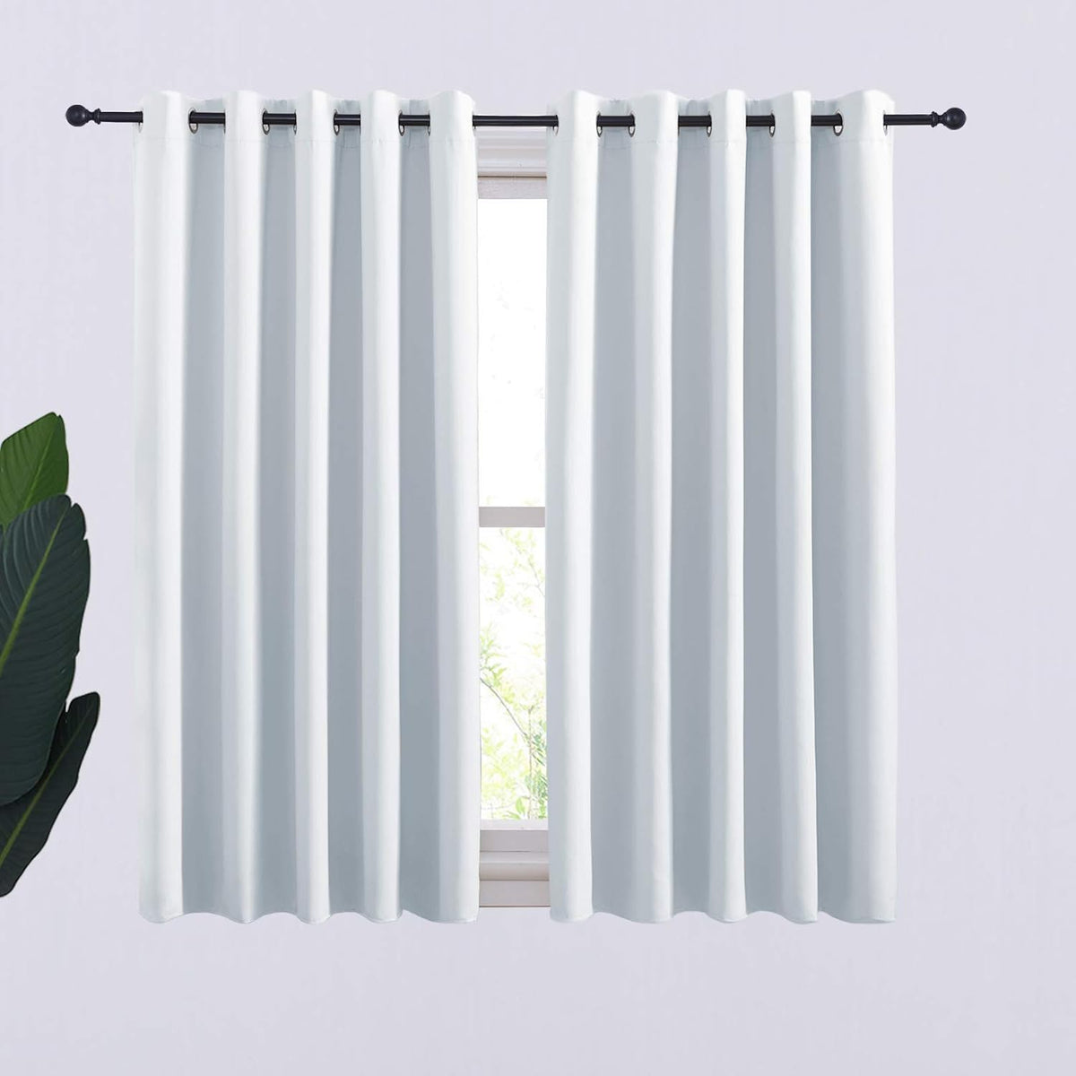 54"L x 70"W polyester curtains in Greyish White