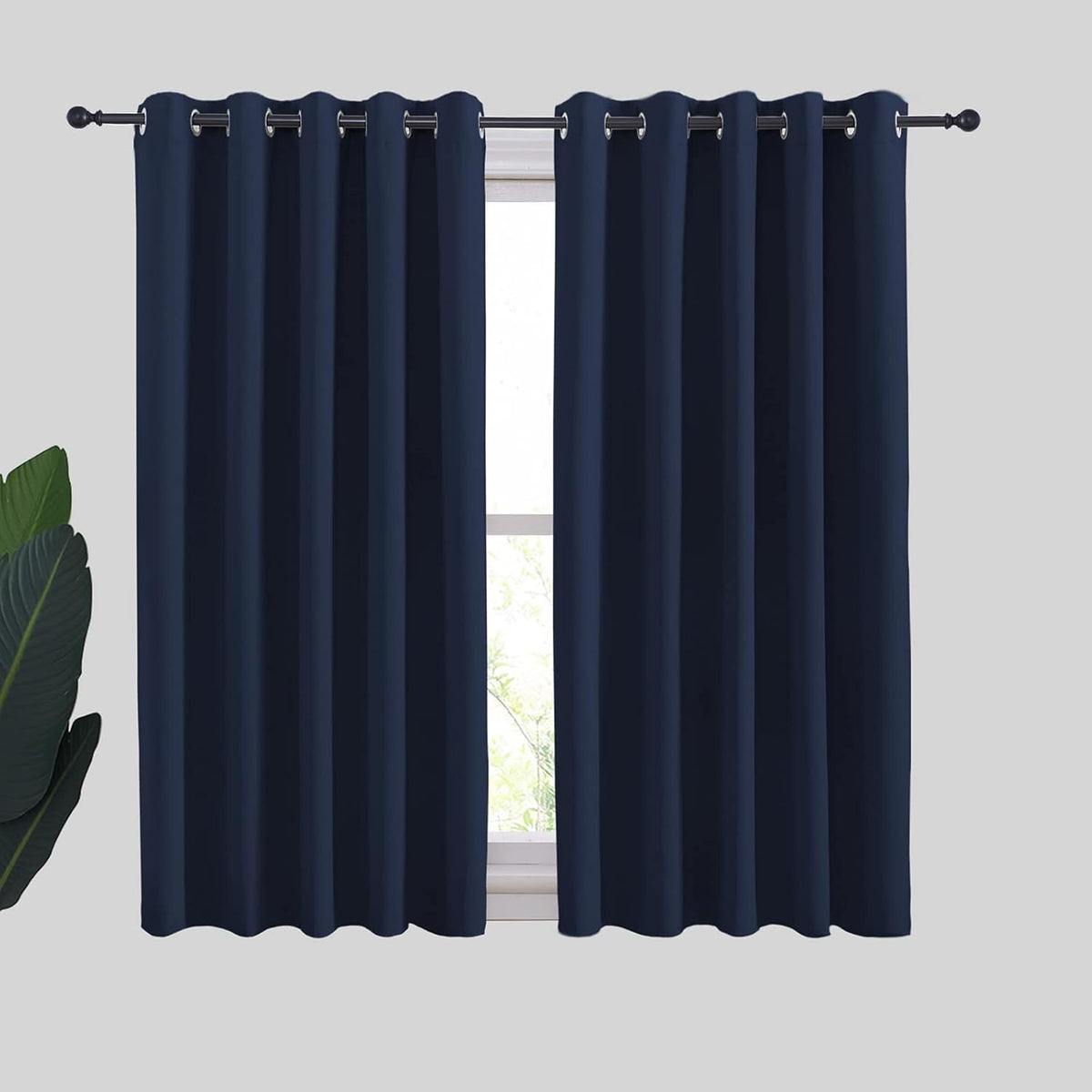 54"L x 70"W polyester curtains in Navy