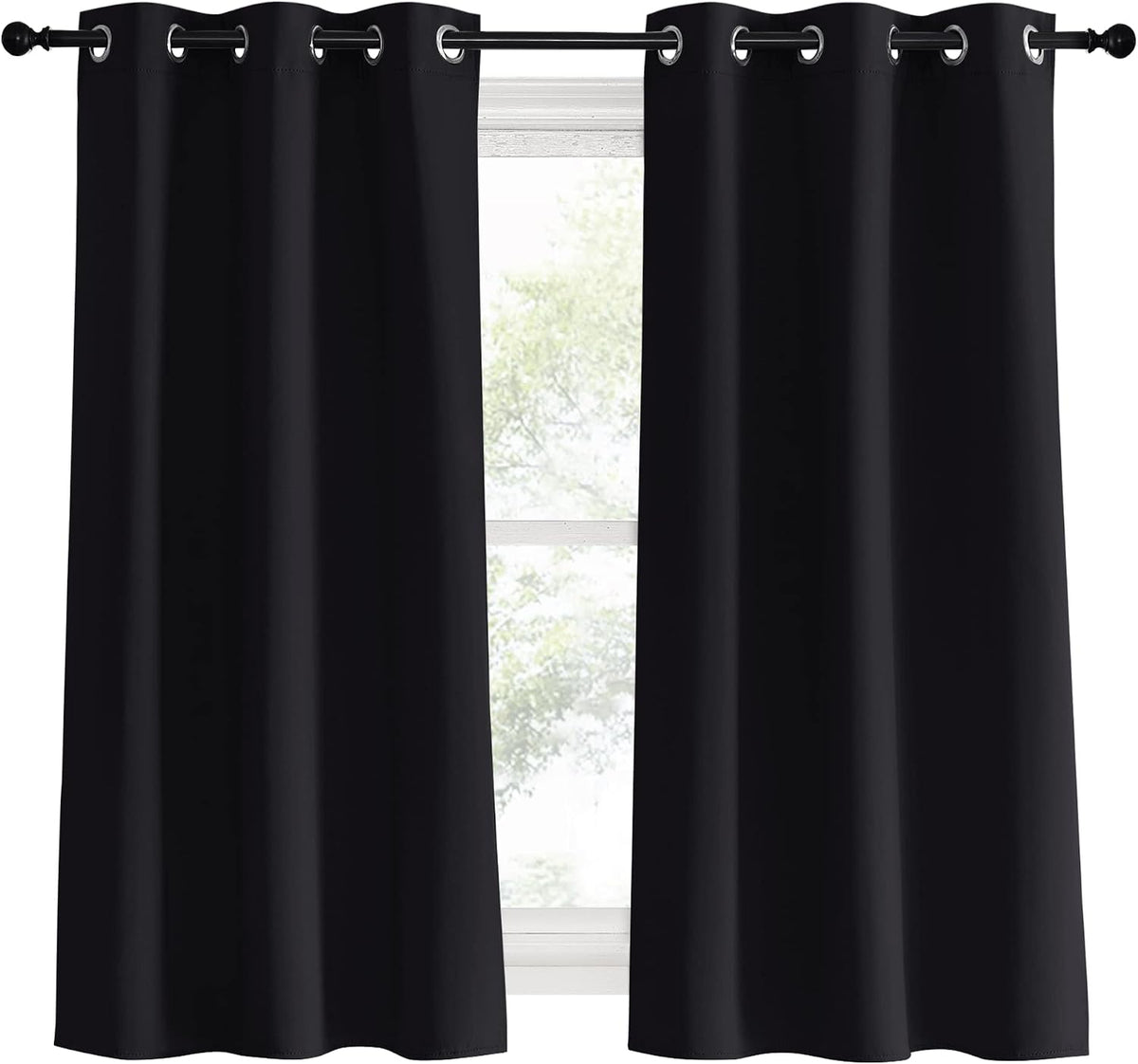 60"L x 34"W polyester curtains in Black, alternate view 2