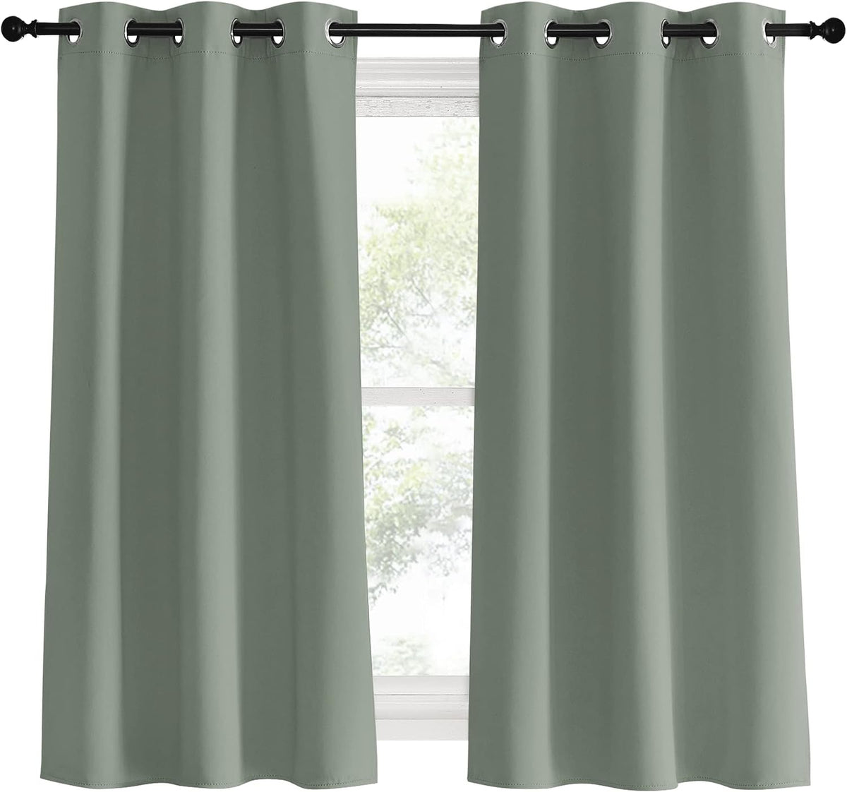 60"L x 34"W polyester curtains in Greyish Green, alternate view 2
