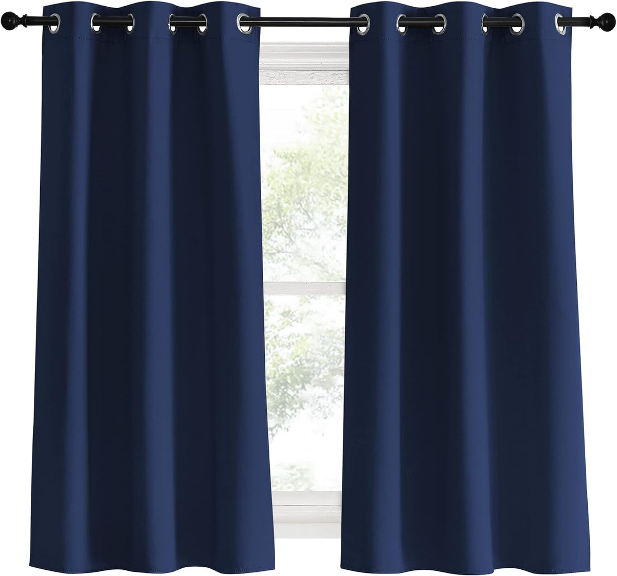60"L x 34"W polyester curtains in Navy, alternate view 2