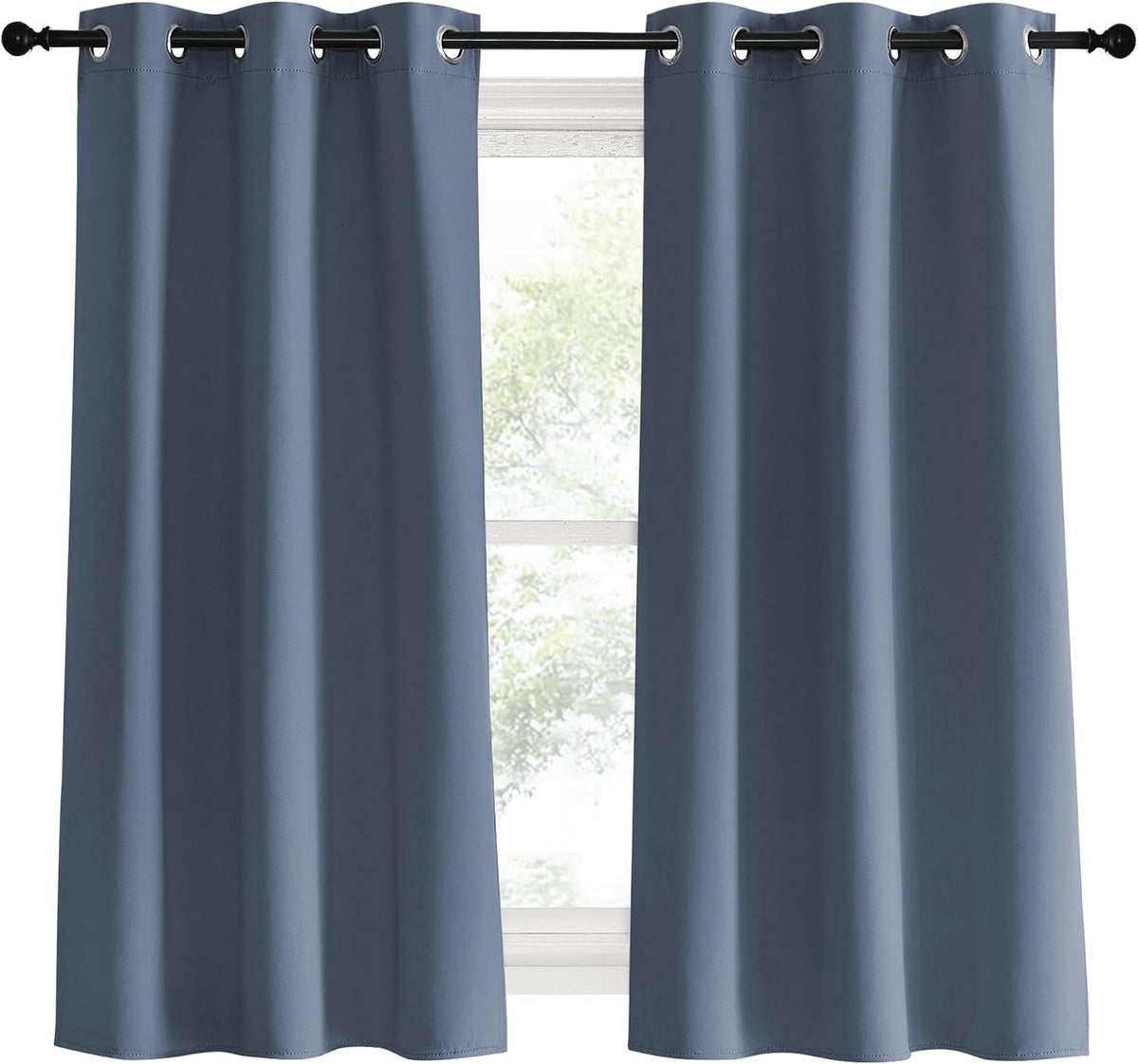 60"L x 34"W polyester curtains in Stone Blue, alternate view 2