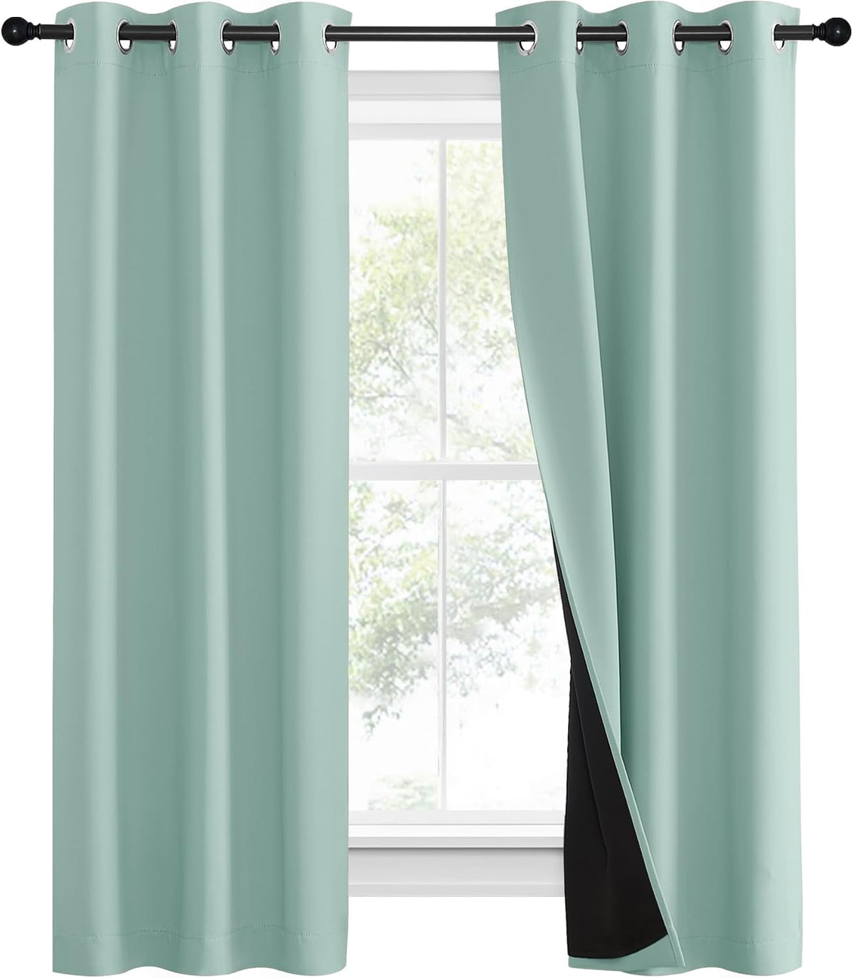 60"L x 37"W polyester curtains in Aqua Blue, alternate view 2