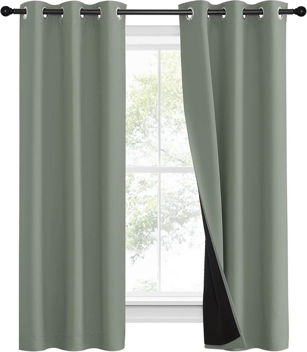 60"L x 37"W polyester curtains in Greyish Green, alternate view 2