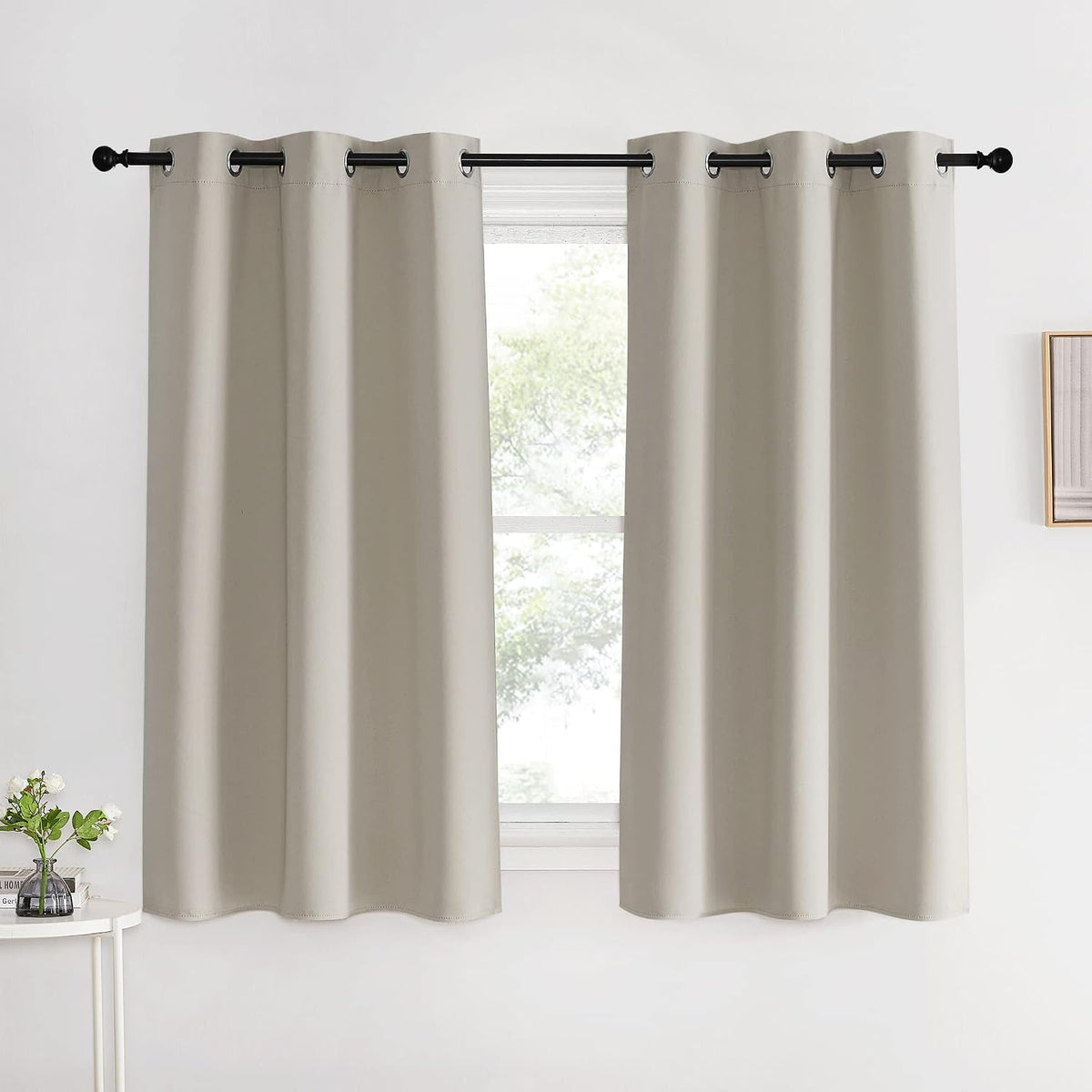 60"L x 42"W polyester curtains in Natural