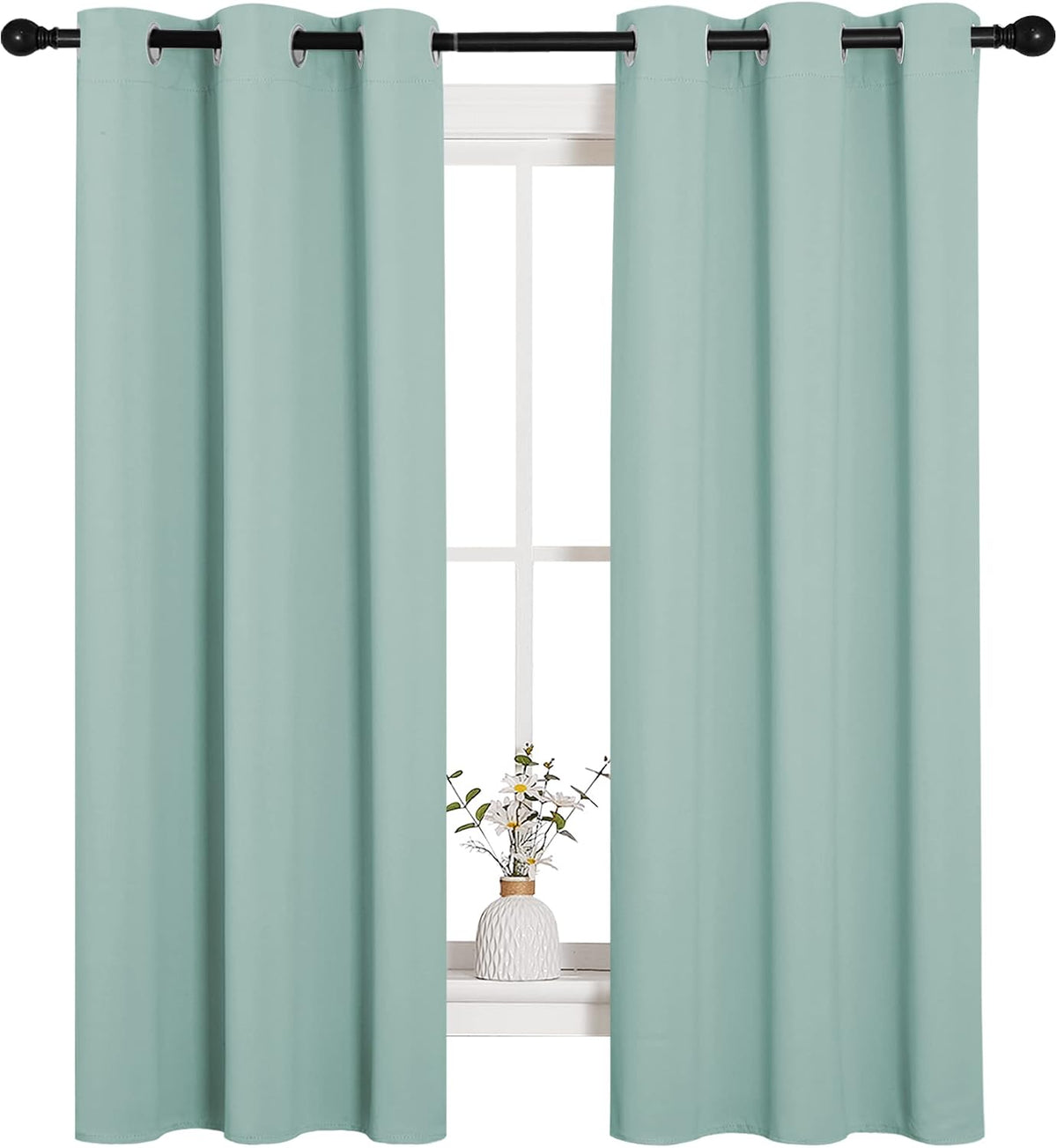 63"L x 34"W polyester curtains in Aqua, alternate view 2