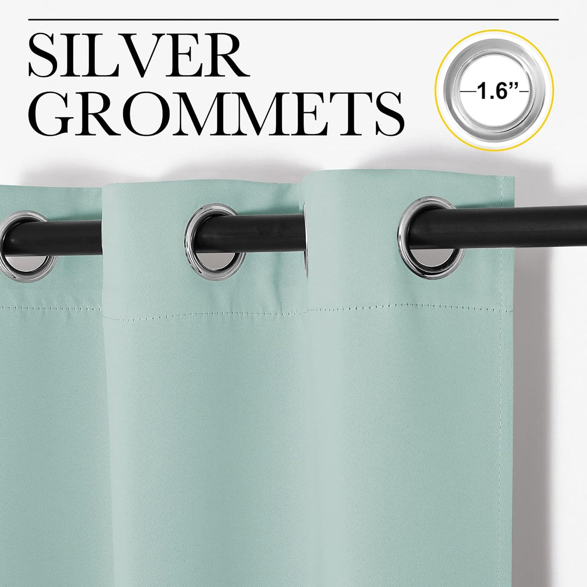 63"L x 34"W polyester curtains in Aqua, alternate view 3