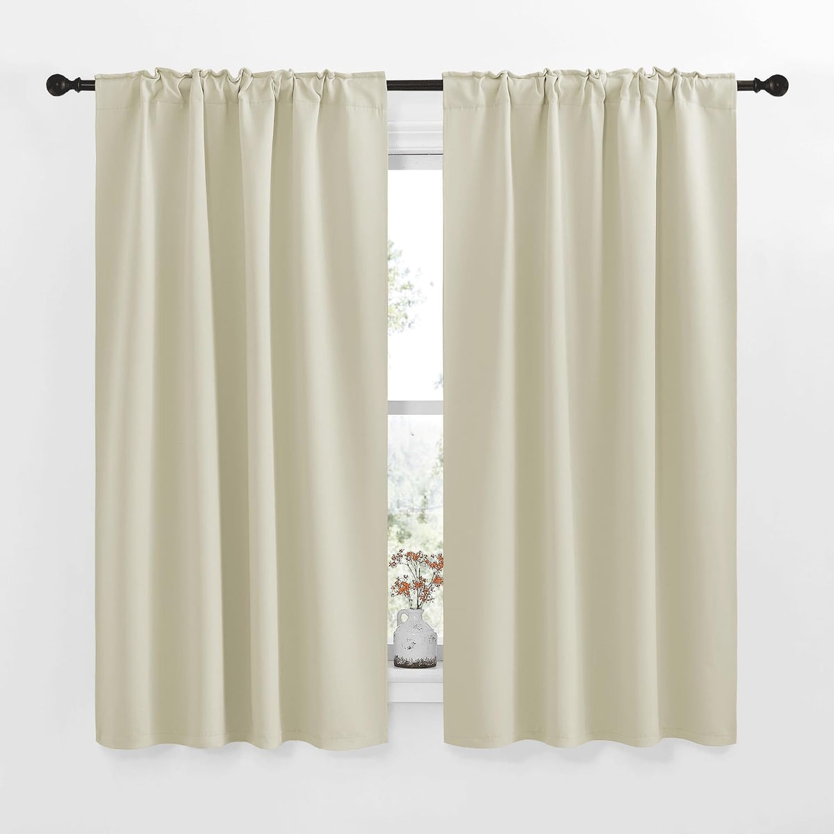 63"L x 34"W polyester curtains in Beige, alternate view 2