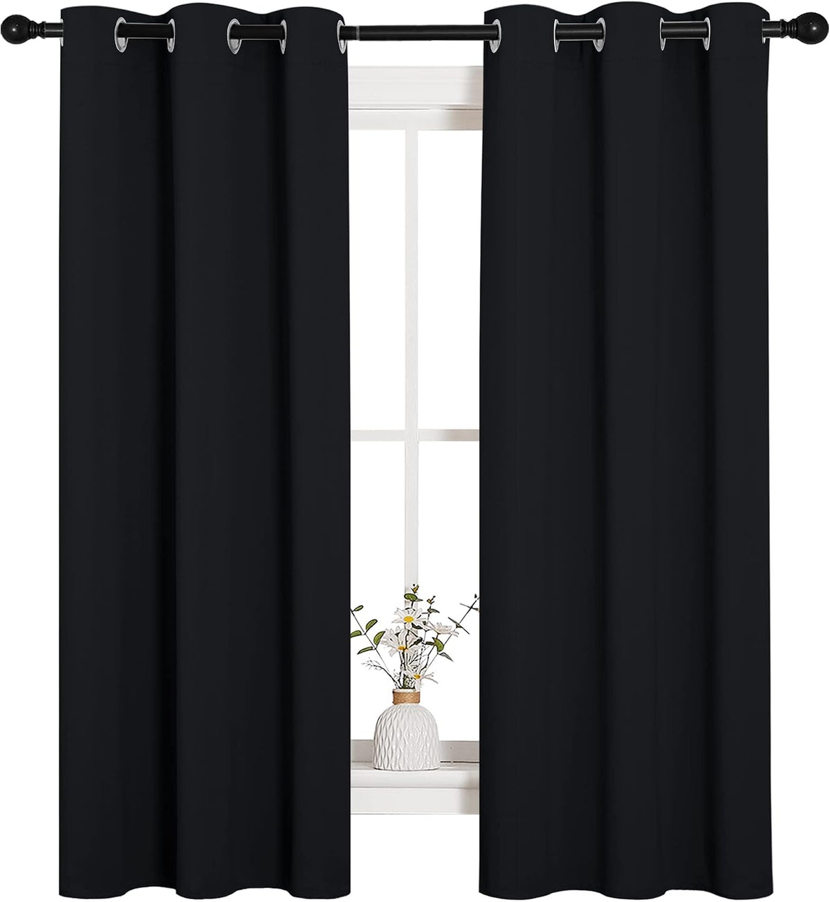 63"L x 34"W polyester curtains in Black