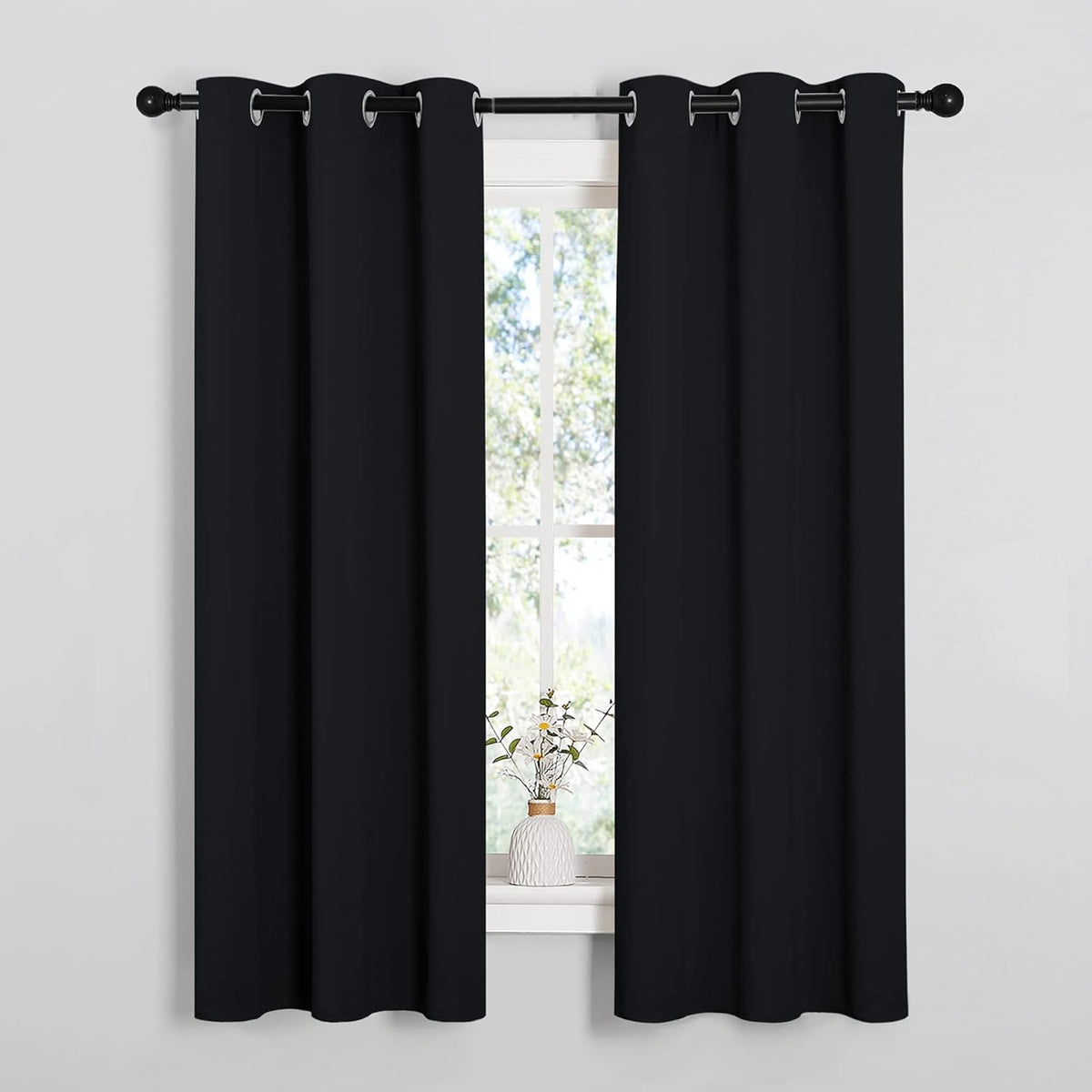 63"L x 34"W polyester curtains in Black, alternate view 2