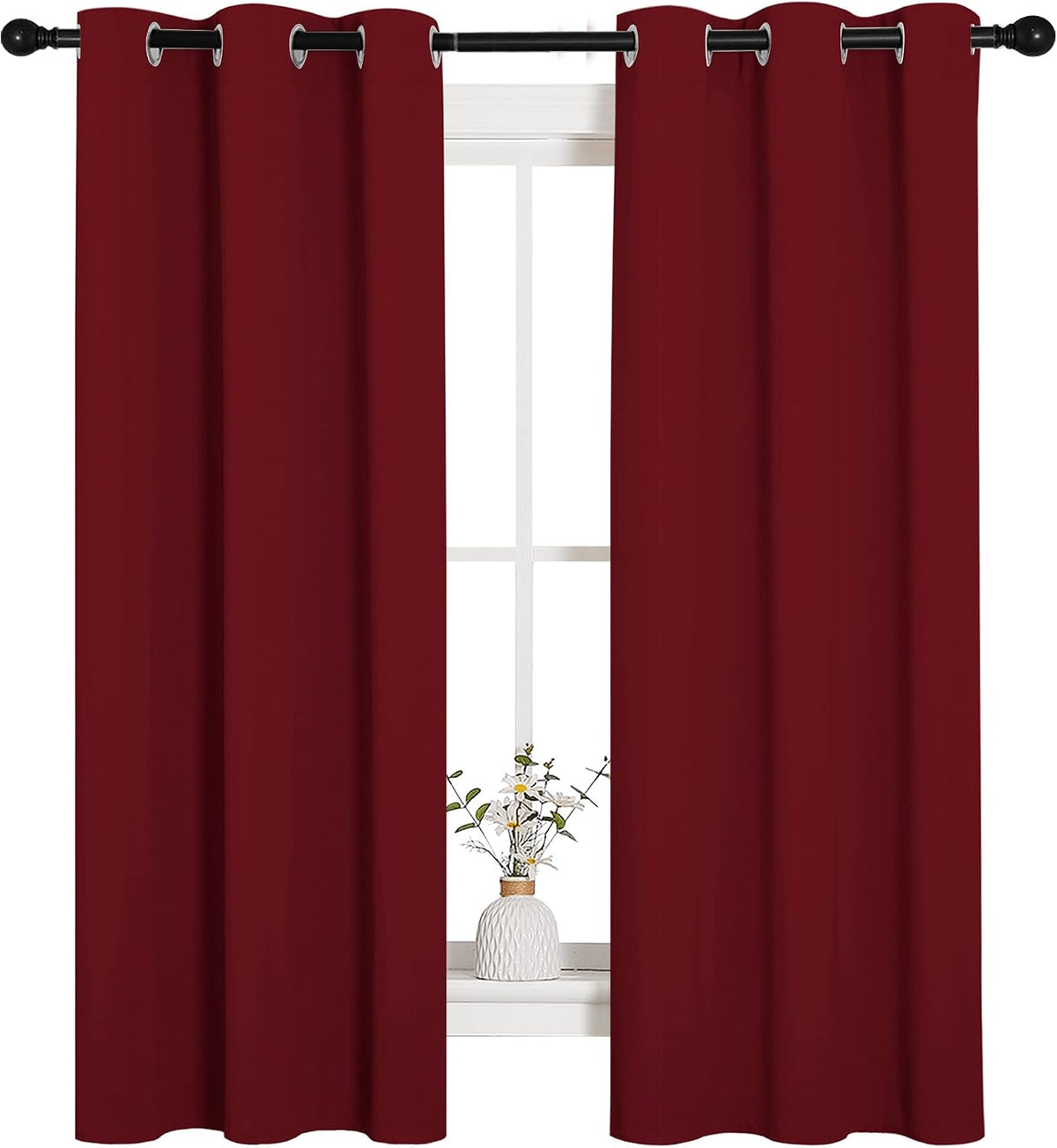 63"L x 34"W polyester curtains in Burgundy Red, alternate view 4