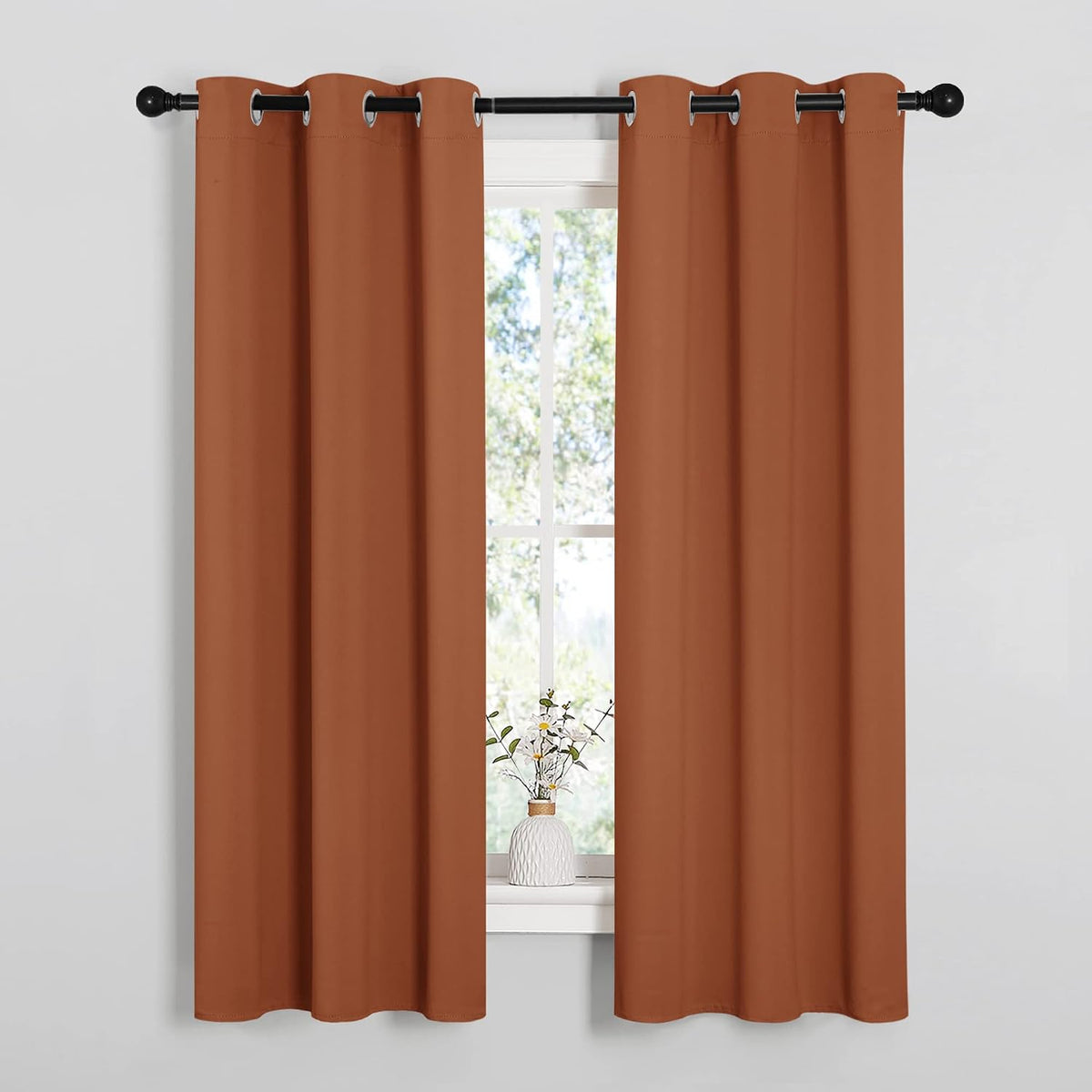 63"L x 34"W polyester curtains in Burnt Orange