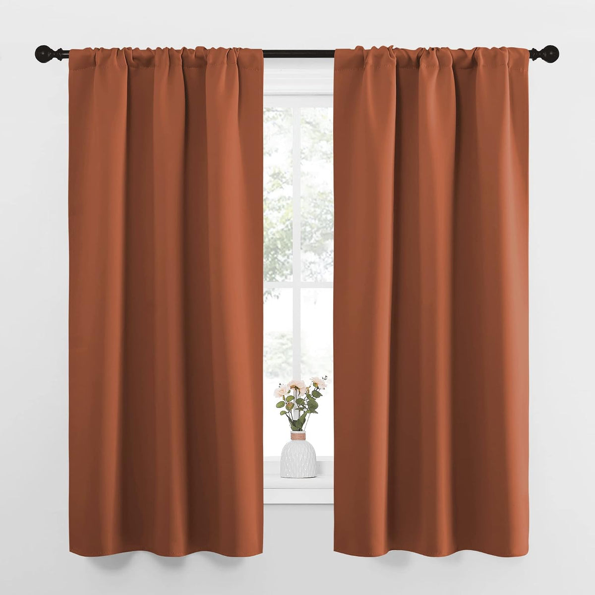 63"L x 34"W polyester curtains in Burnt Orange
