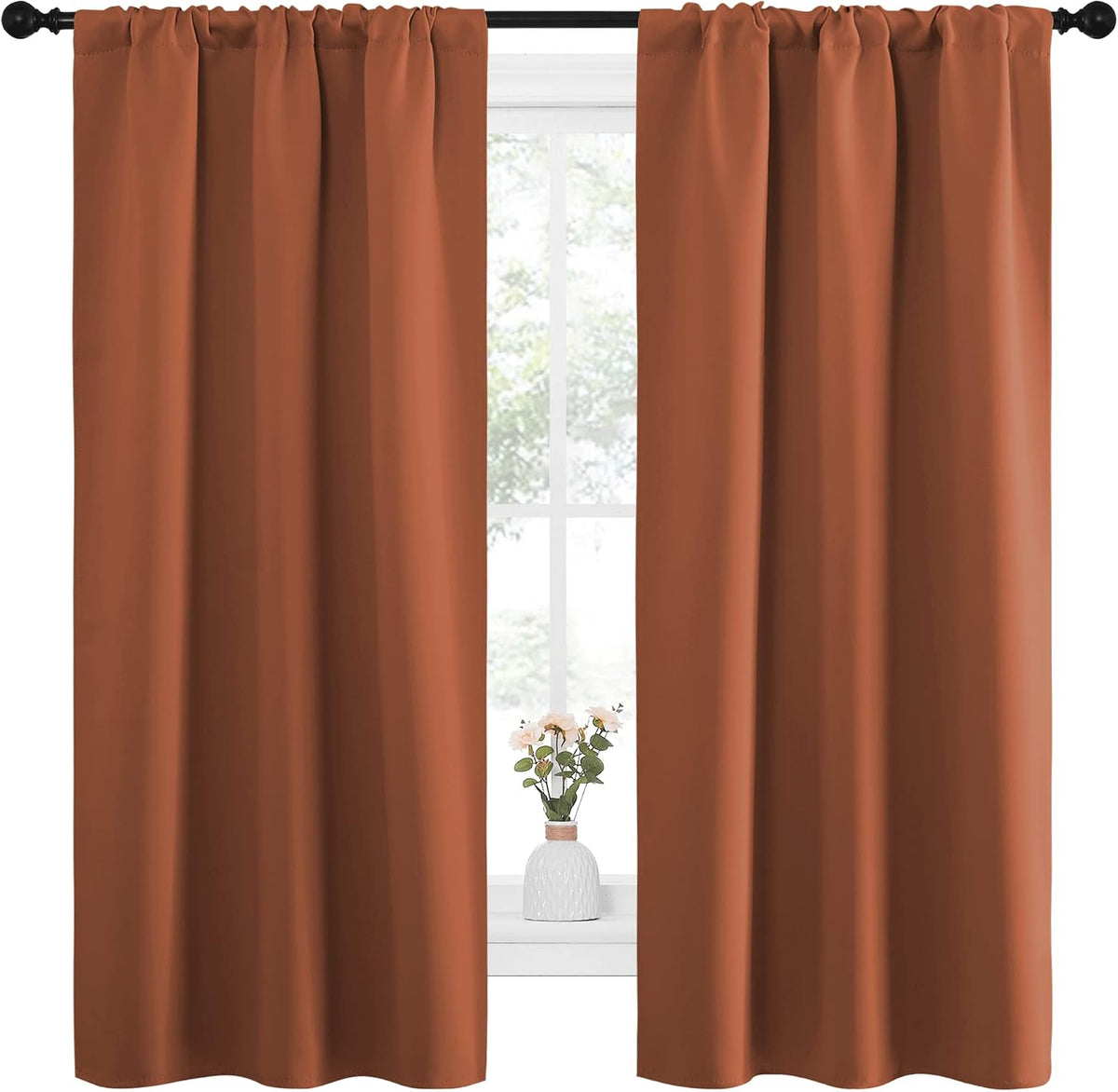 63"L x 34"W polyester curtains in Burnt Orange, alternate view 2