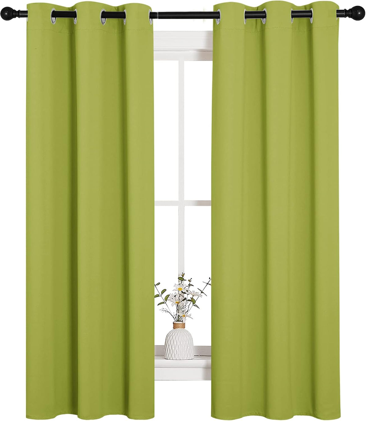 63"L x 34"W polyester curtains in Fresh Green
