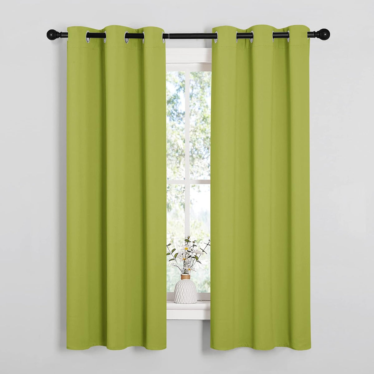63"L x 34"W polyester curtains in Fresh Green, alternate view 2