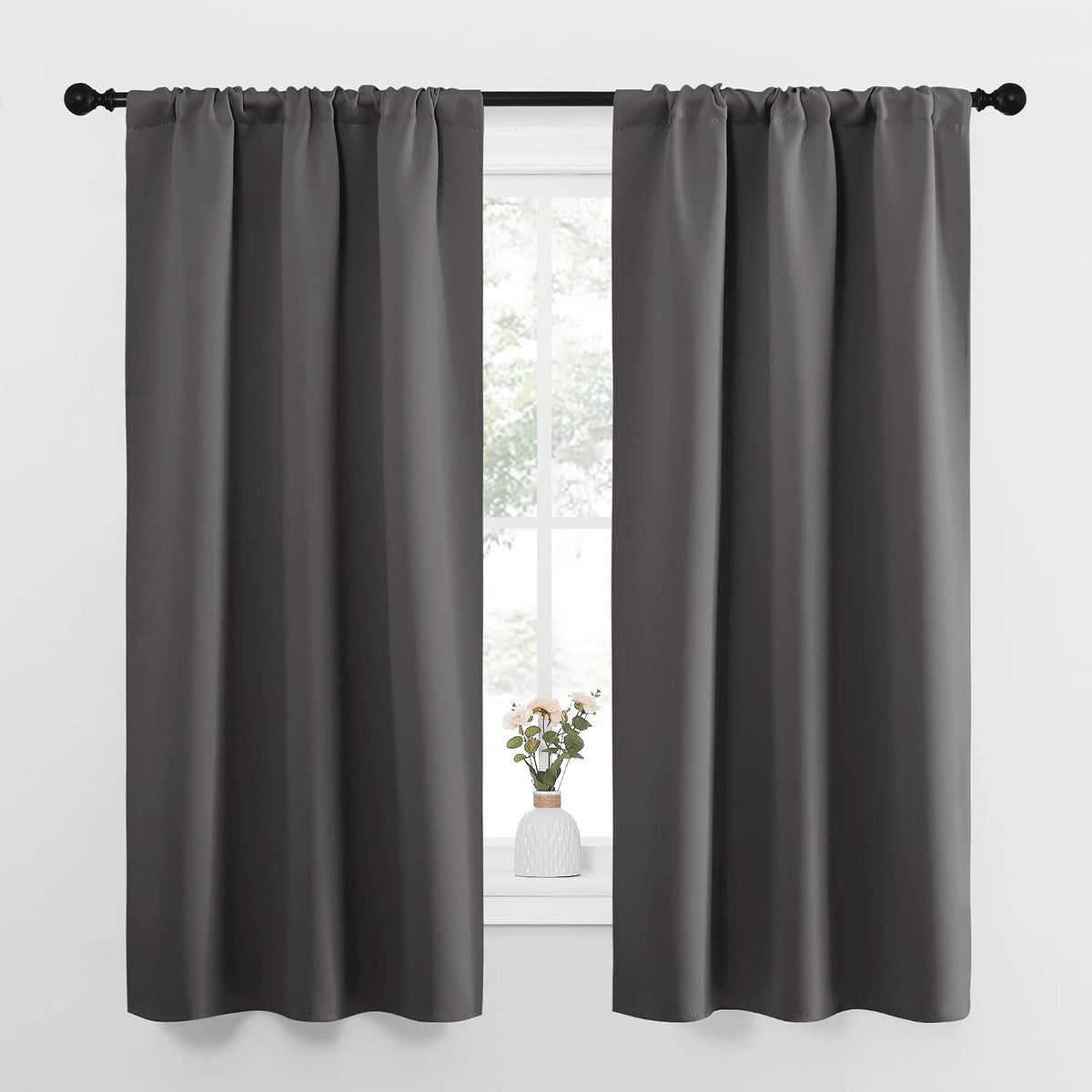 63"L x 34"W polyester curtains in Grey