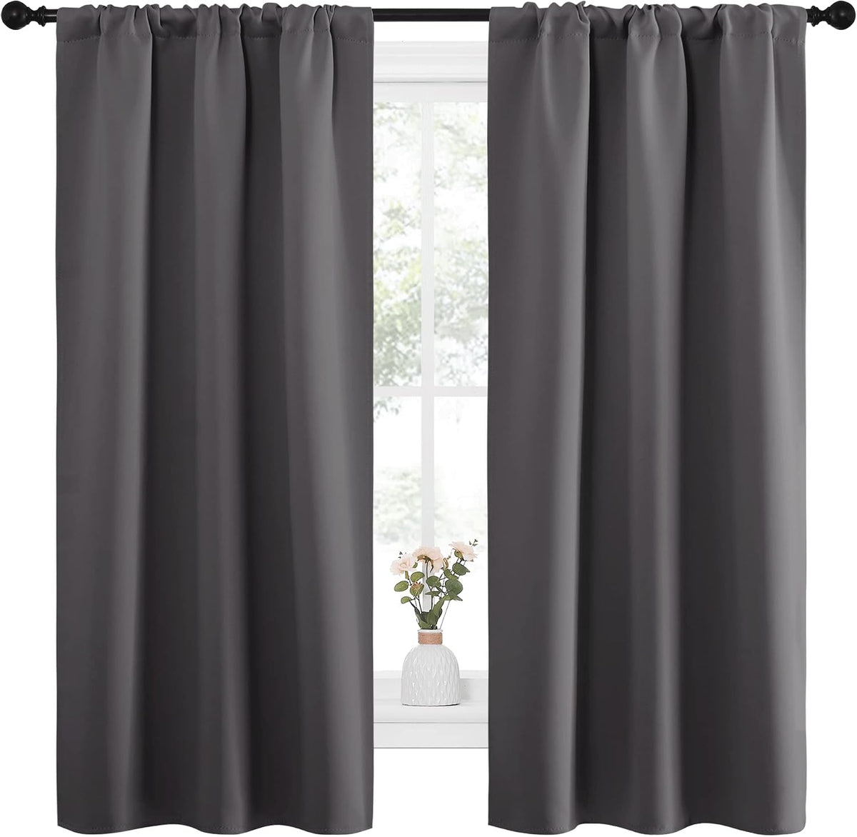 63"L x 34"W polyester curtains in Grey, alternate view 2